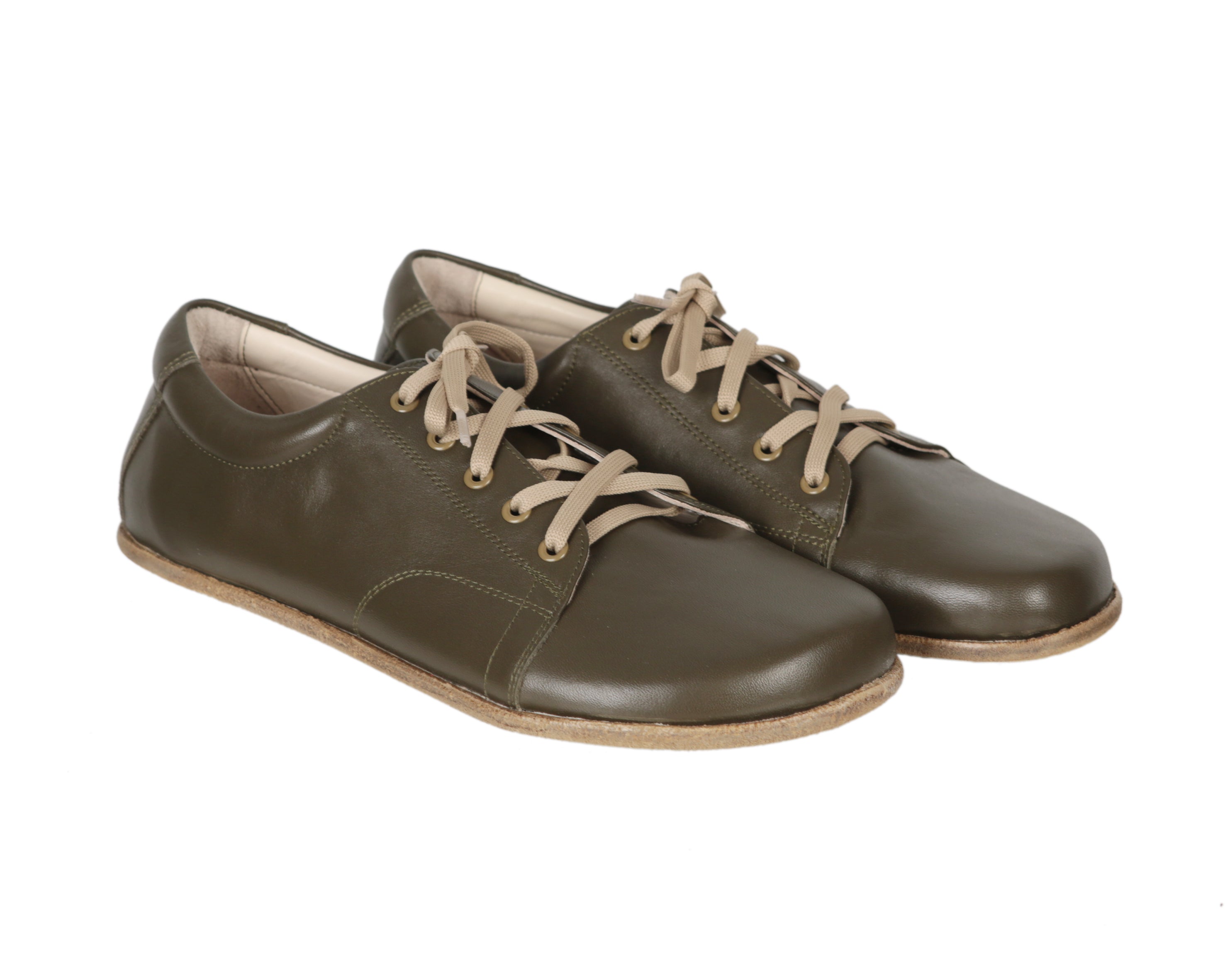 Green Sneaker Wide Barefoot Smooth Leather Handmade Shoes 