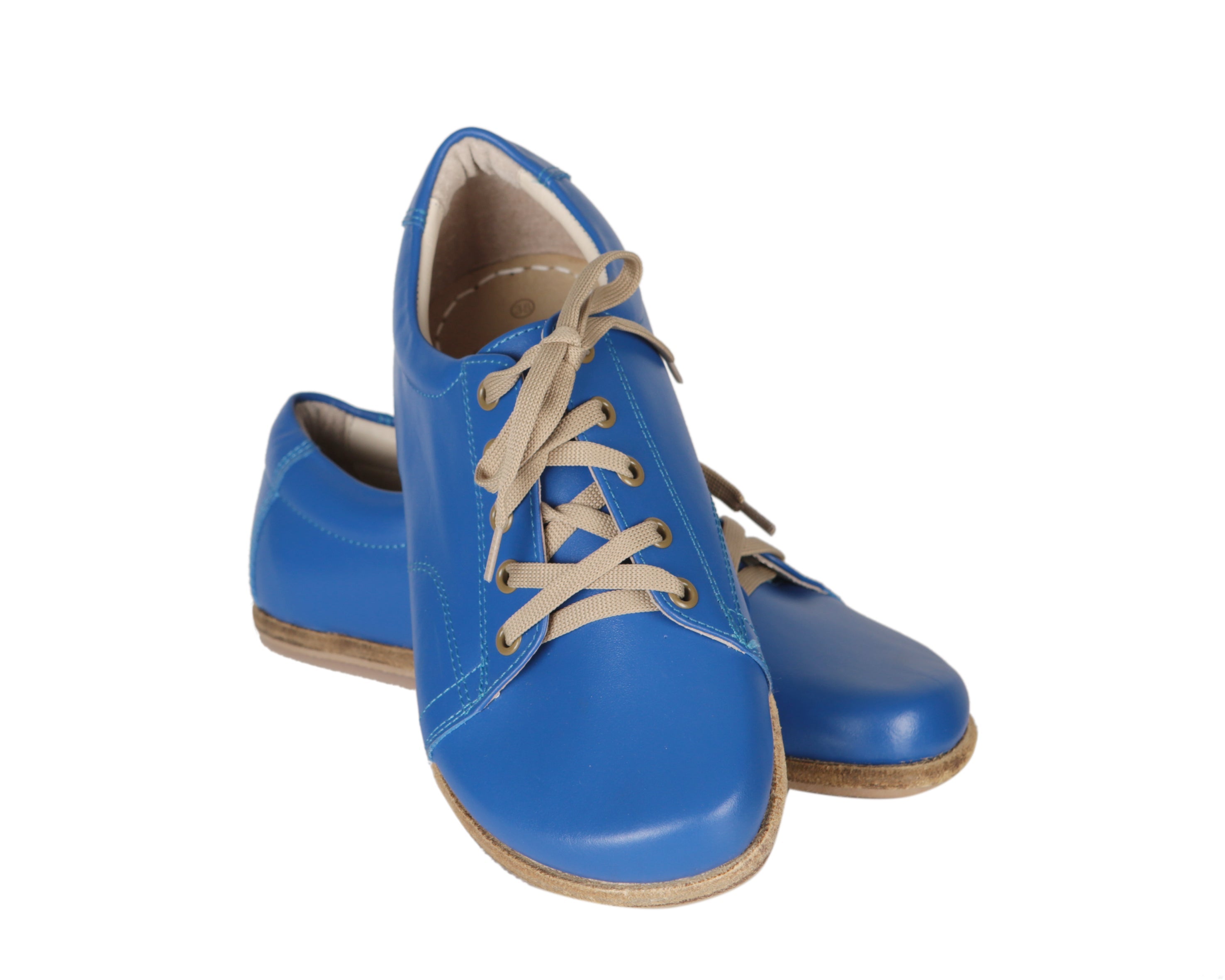 Blue Sneaker Wide Barefoot Smooth Leather Handmade Shoes 