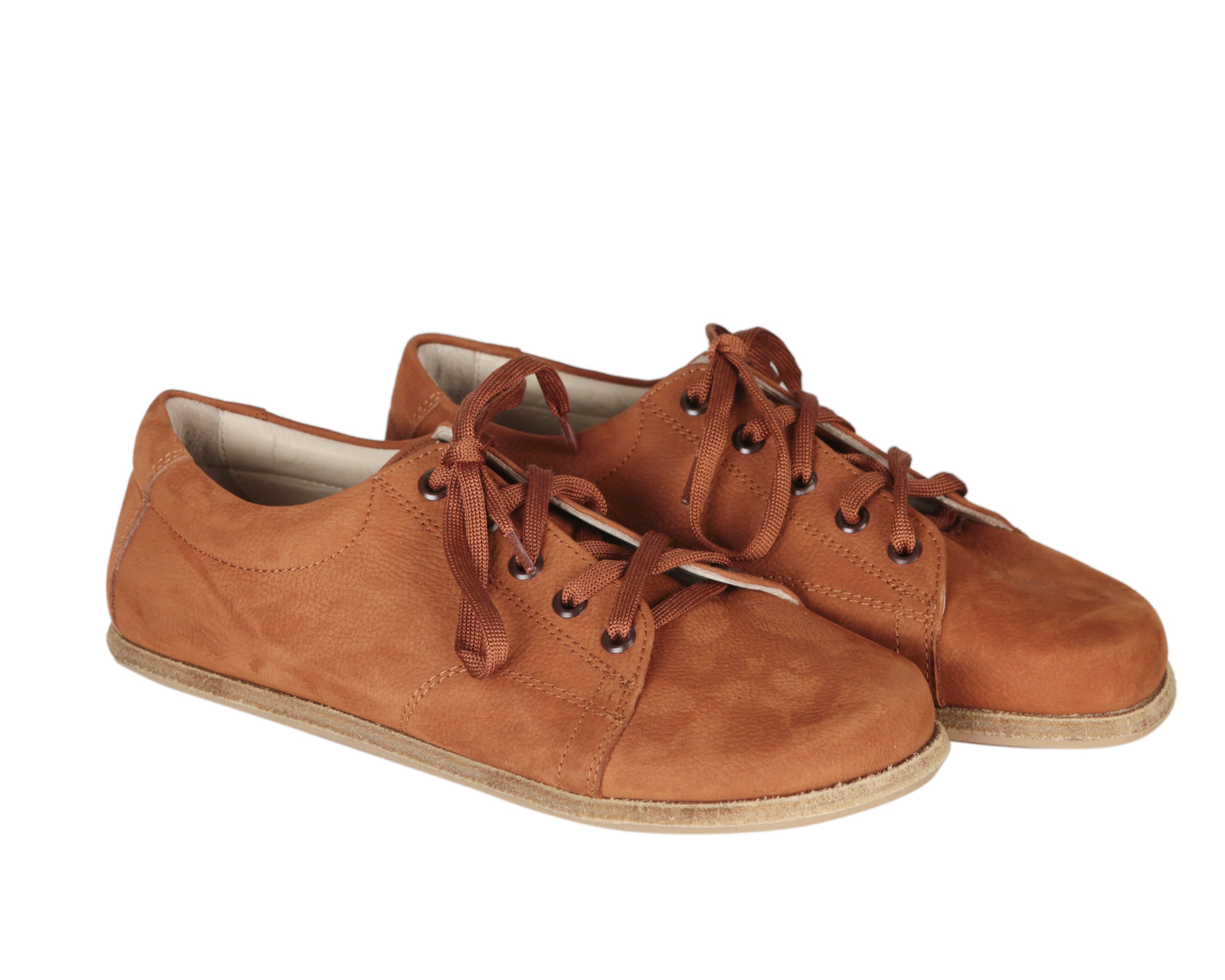 Tan Sneaker Wide Barefoot Nubuck Leather Handmade Shoes 