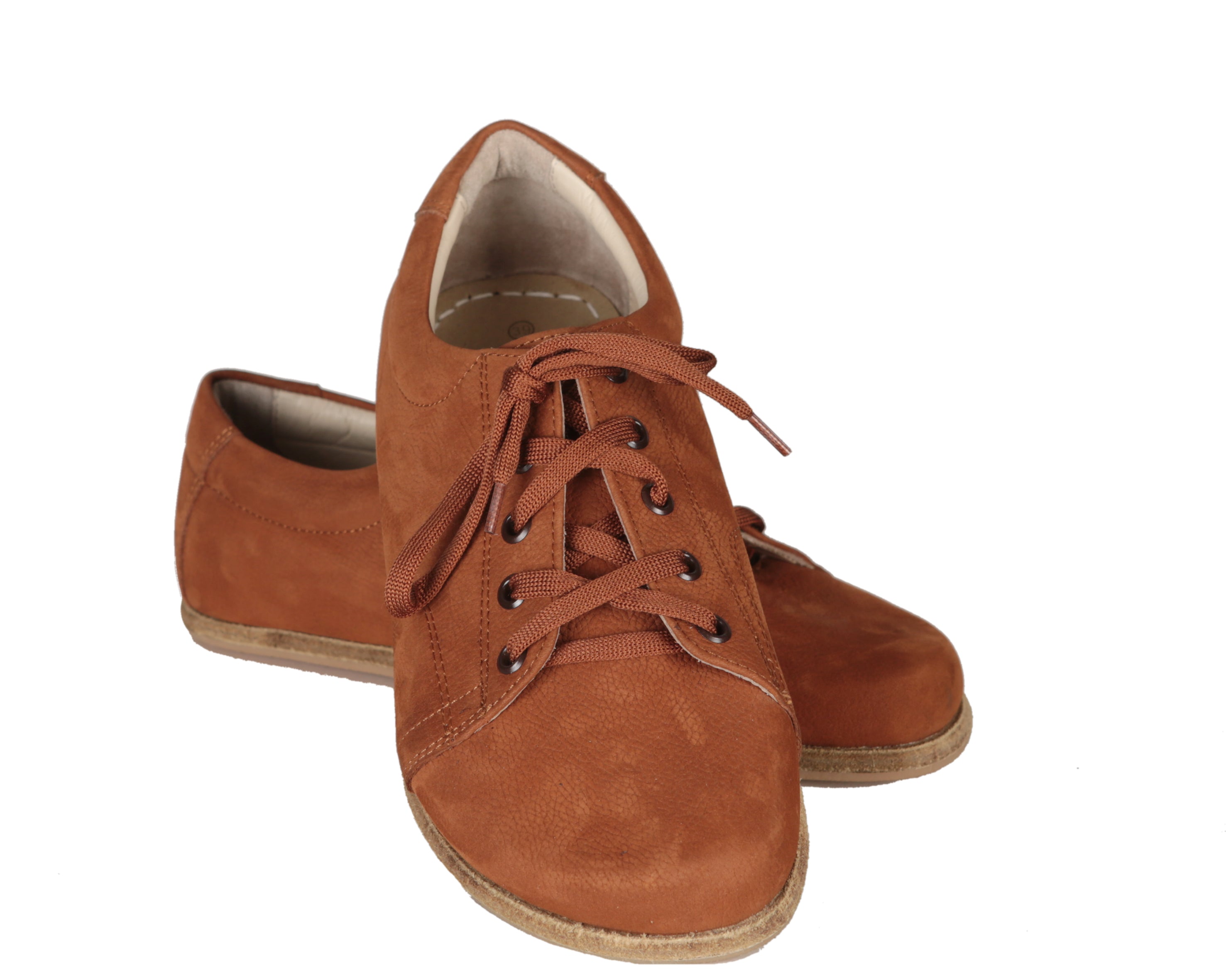 Tan Sneaker Wide Barefoot Nubuck Leather Handmade Shoes