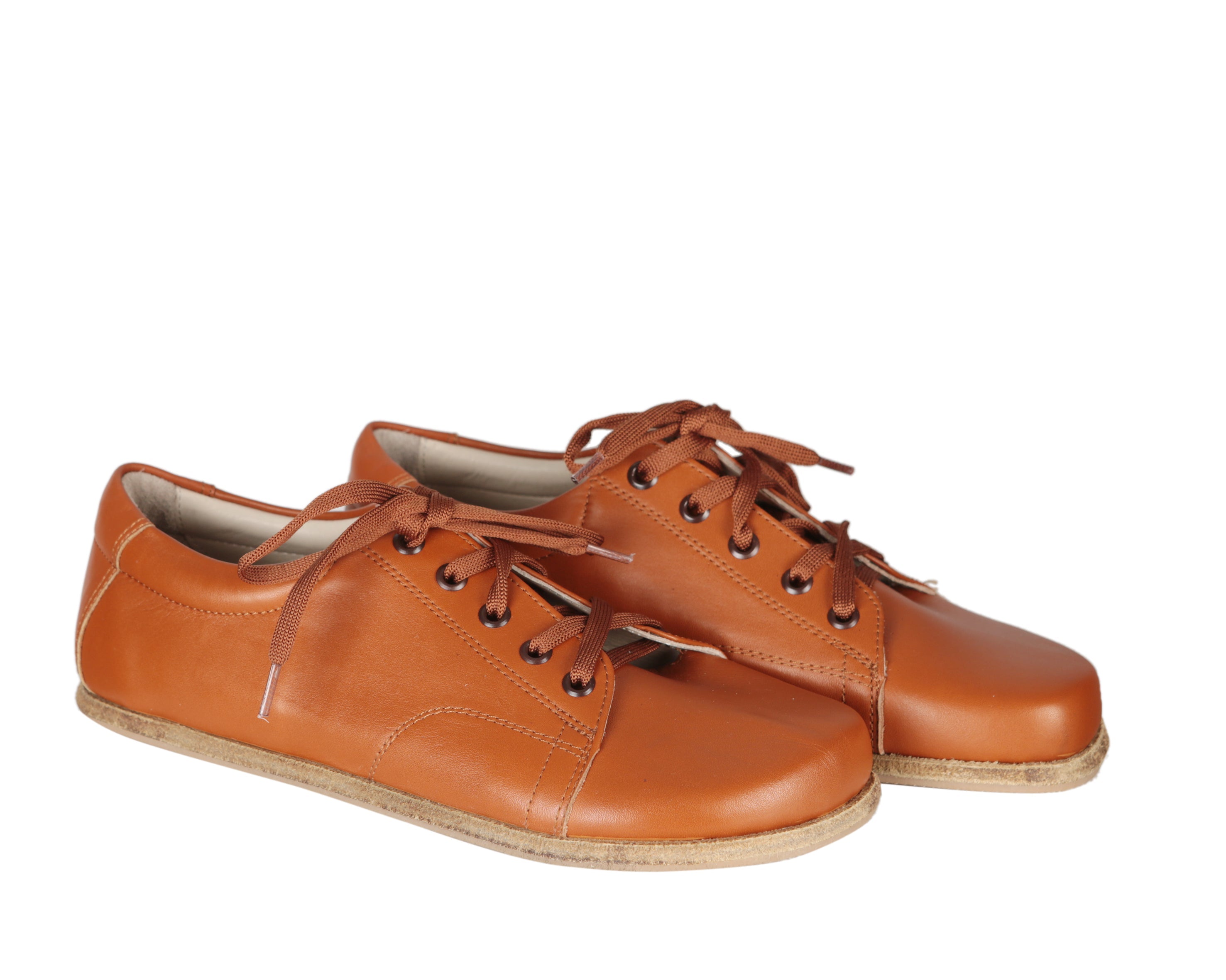 Tan Sneaker Wide Barefoot Smooth Leather Handmade Shoes 