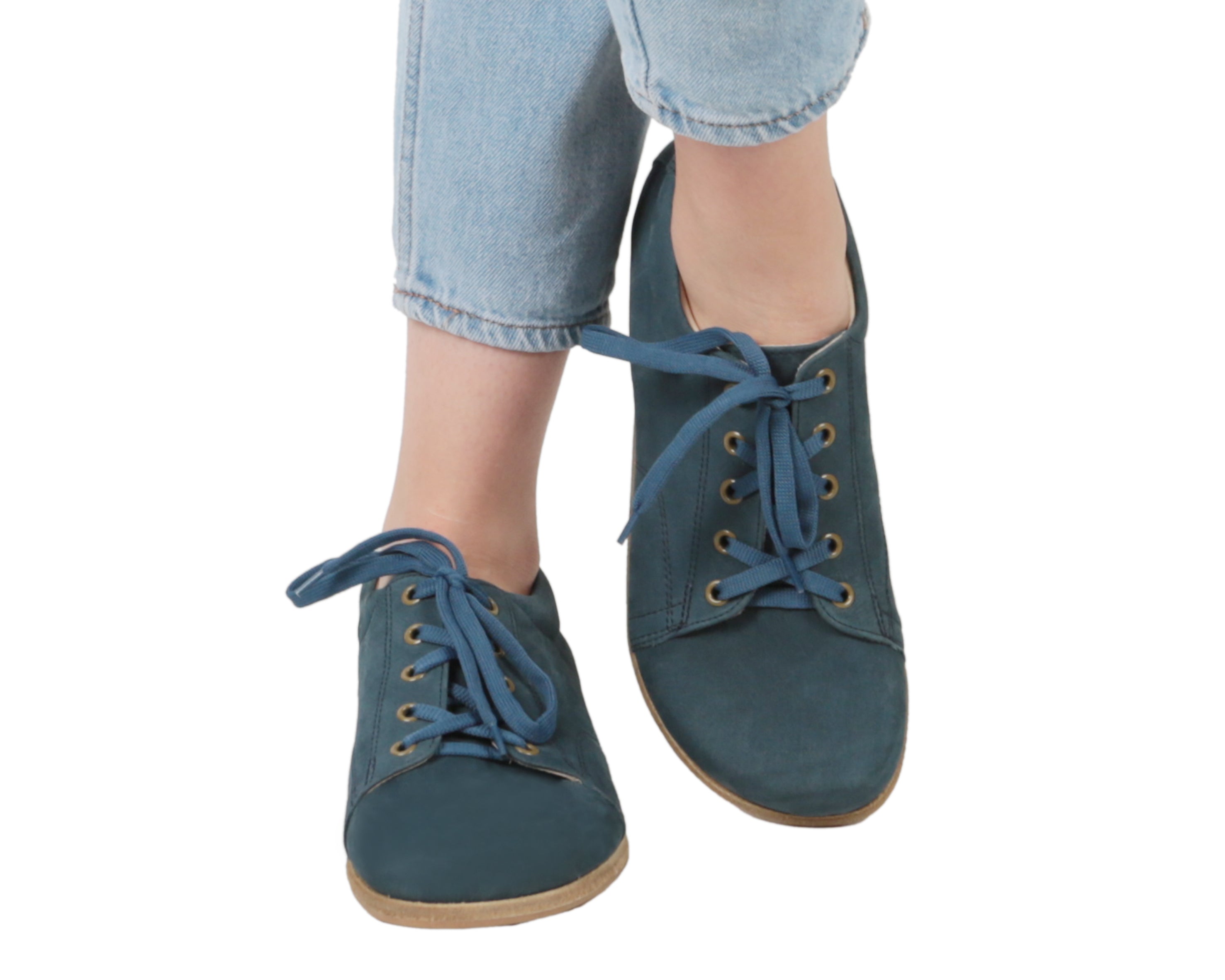 Jeans Sneaker Wide Barefoot Nubuck Leather Handmade Shoes 