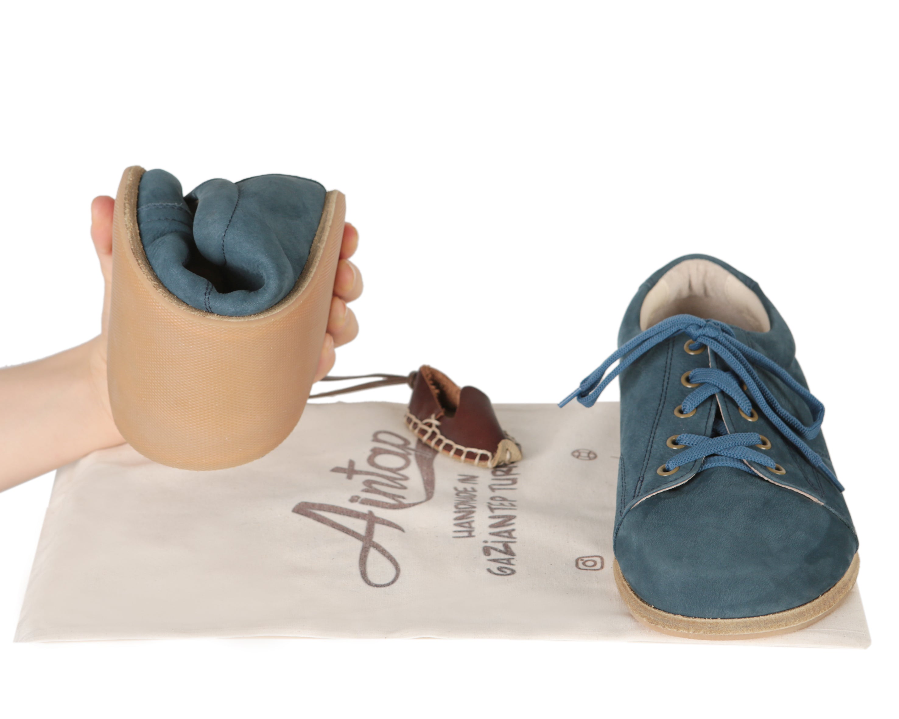 Jeans Sneaker Wide Barefoot Nubuck Leather Handmade Shoes 