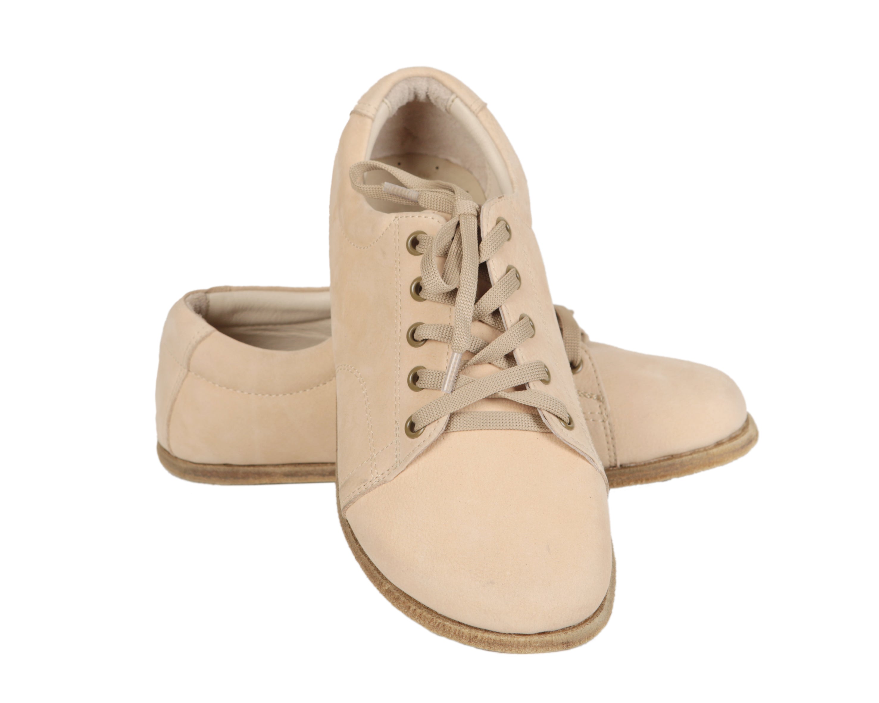 Cream Sneaker Wide Barefoot Nubuck Leather Handmade Shoes 