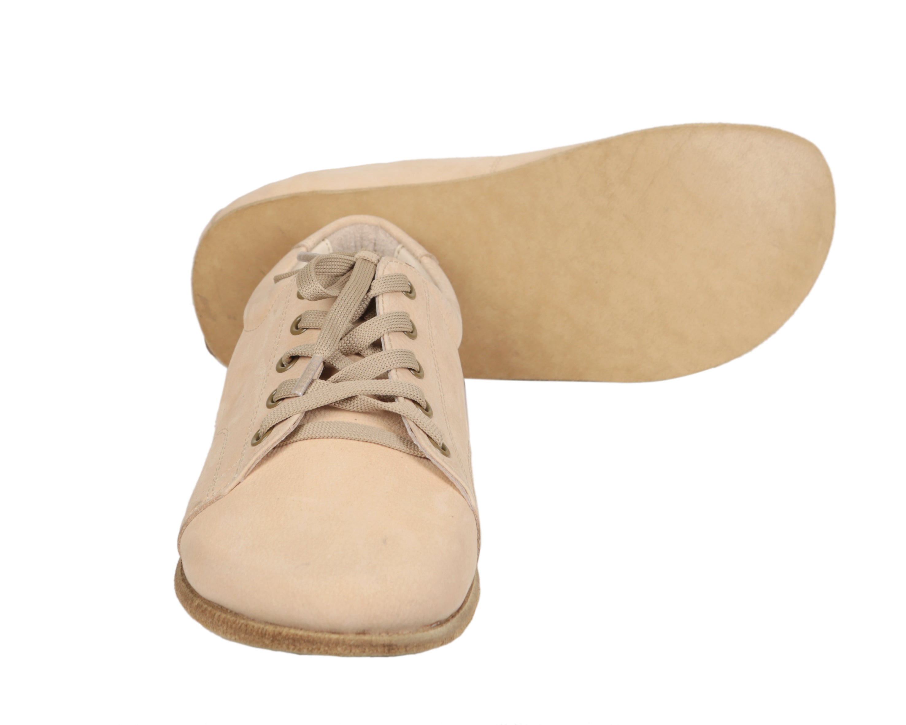 Cream Sneaker Wide Barefoot Nubuck Leather Handmade Shoes 