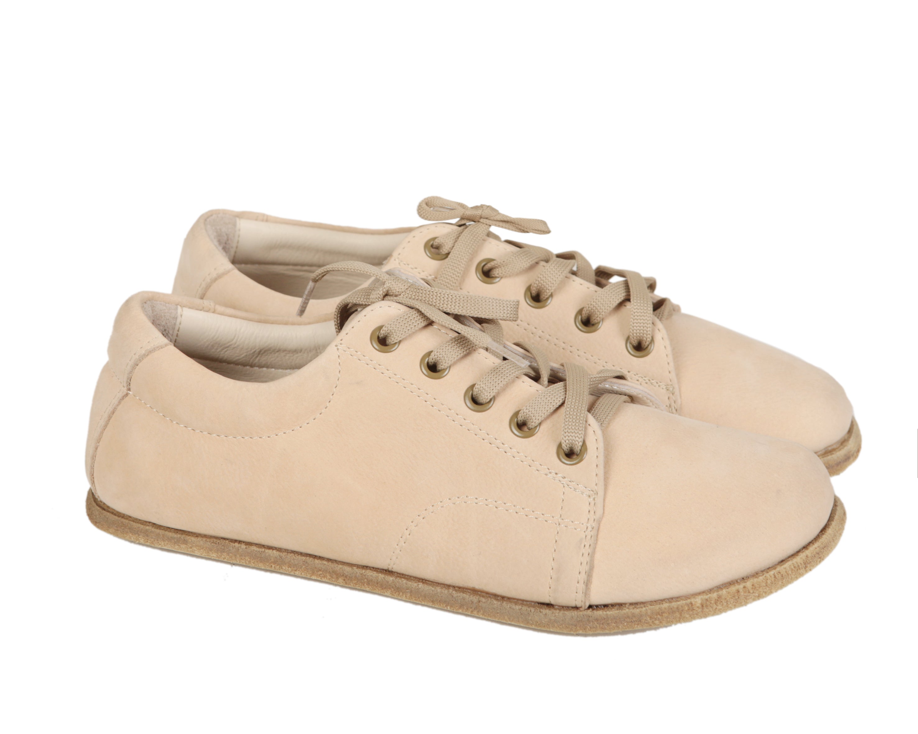 Cream Sneaker Wide Barefoot Nubuck Leather Handmade Shoes