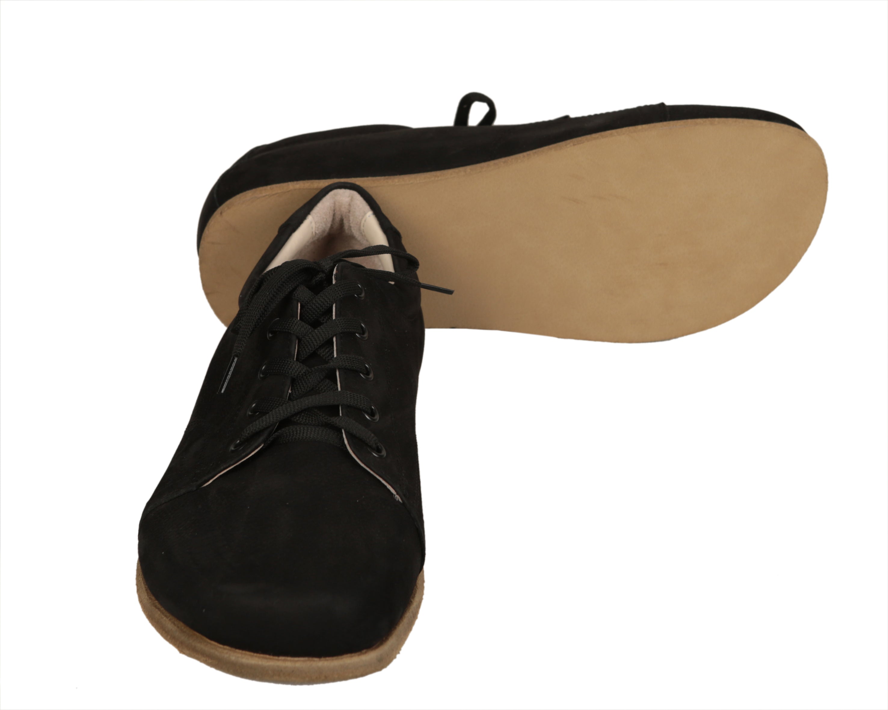 Black Sneaker Wide Barefoot Nubuck Leather Handmade Shoes