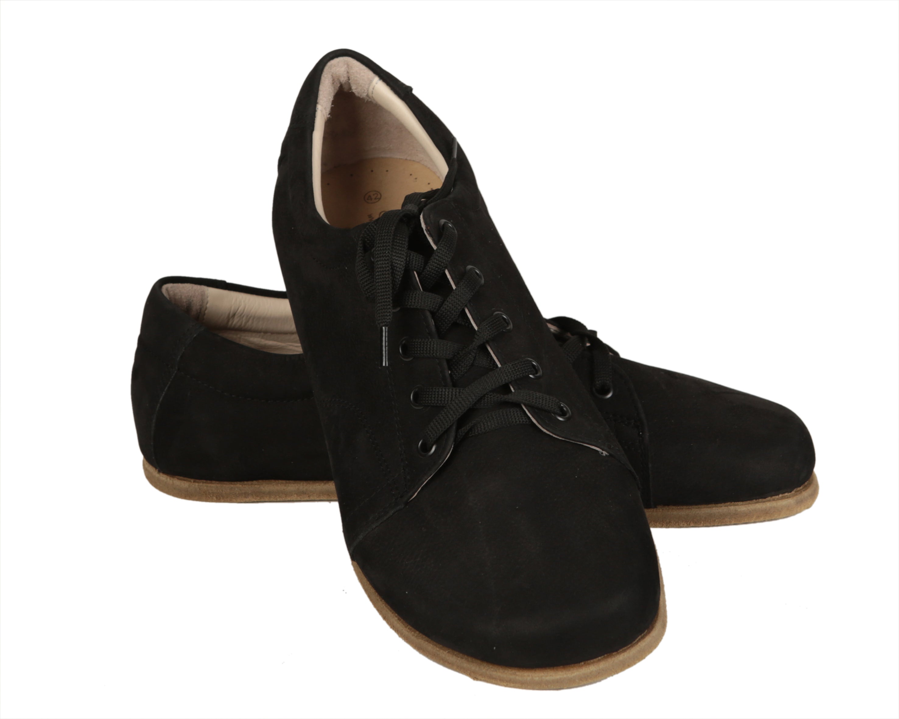 Black Sneaker Wide Barefoot Nubuck Leather Handmade Shoes