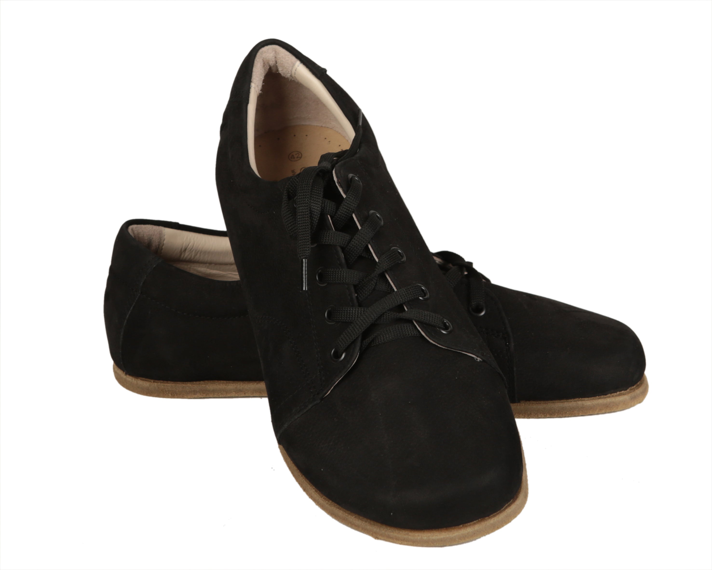 Black Sneaker Wide Barefoot Nubuck Leather Handmade Shoes Sneaker Leather Outsole