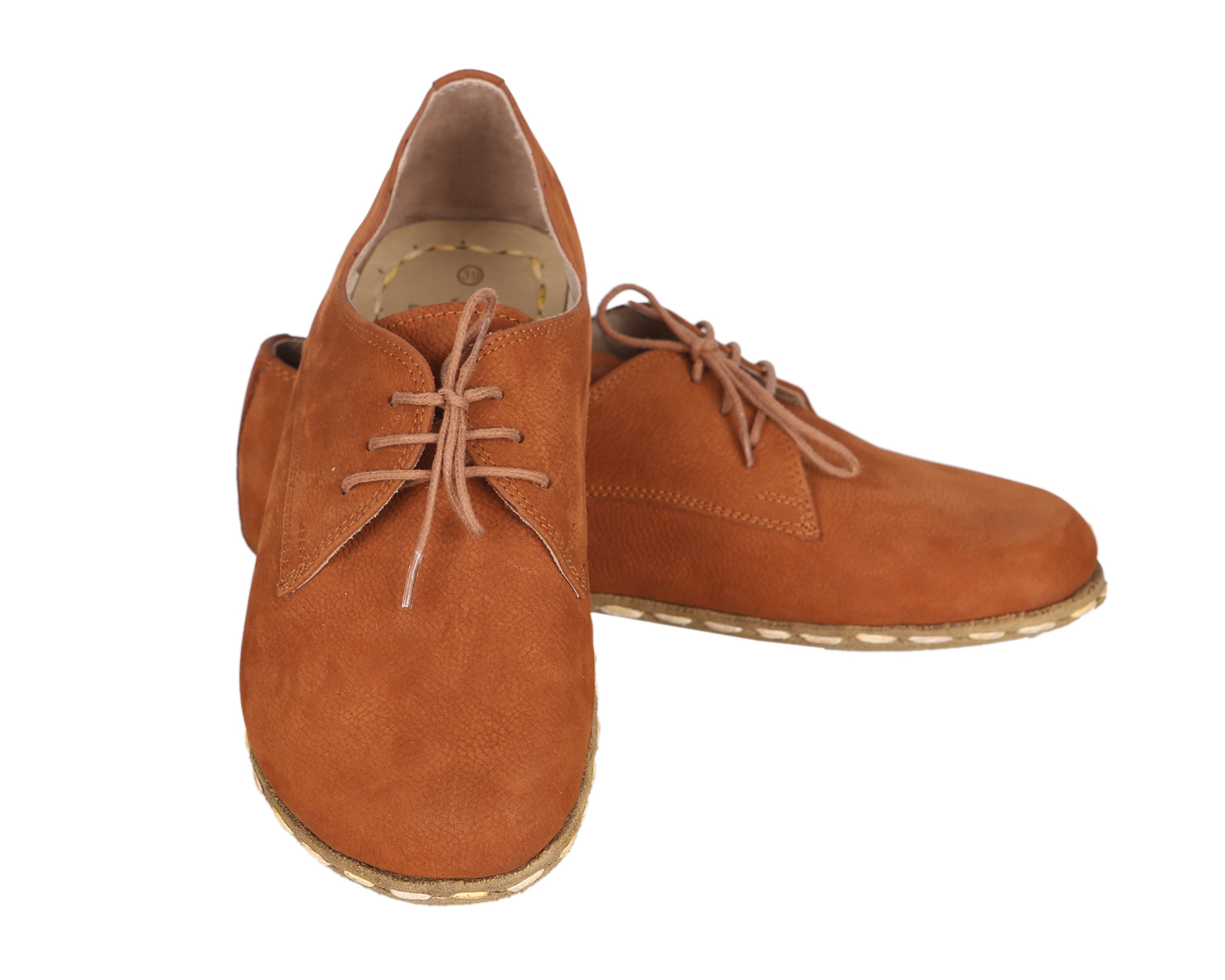 Tan Oxford Wide Barefoot Nubuck Leather Handmade Sport Shoes