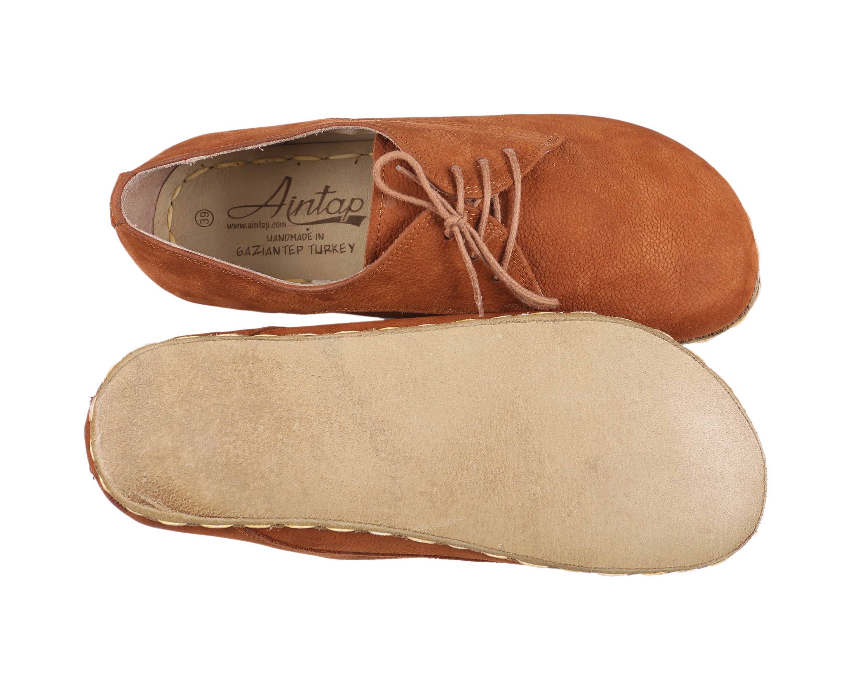 Tan Oxford Wide Barefoot Nubuck Leather Handmade Sport Shoes