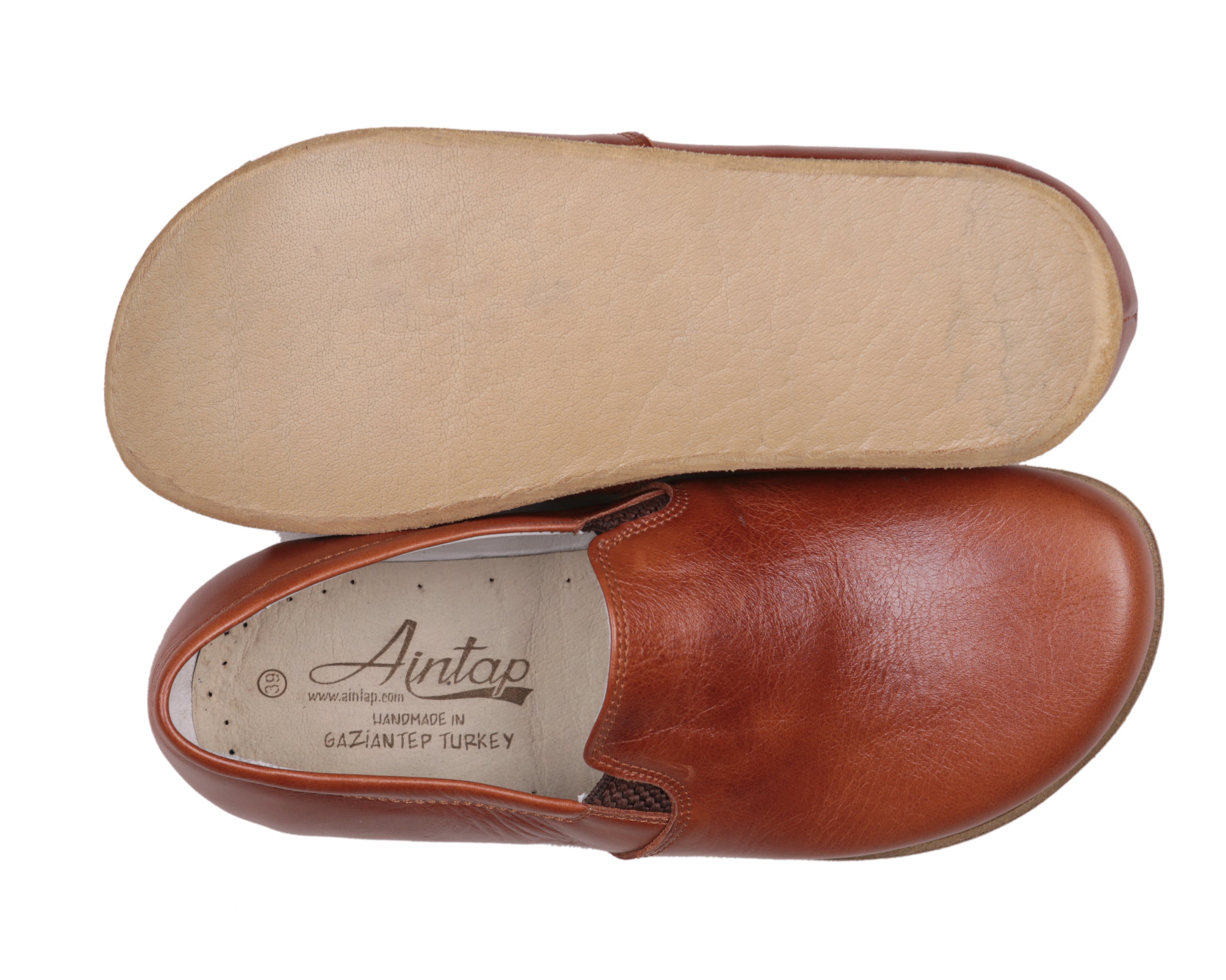 Brown Slip-On Wide Barefoot Smooth Leather Handmade Classic Shoes