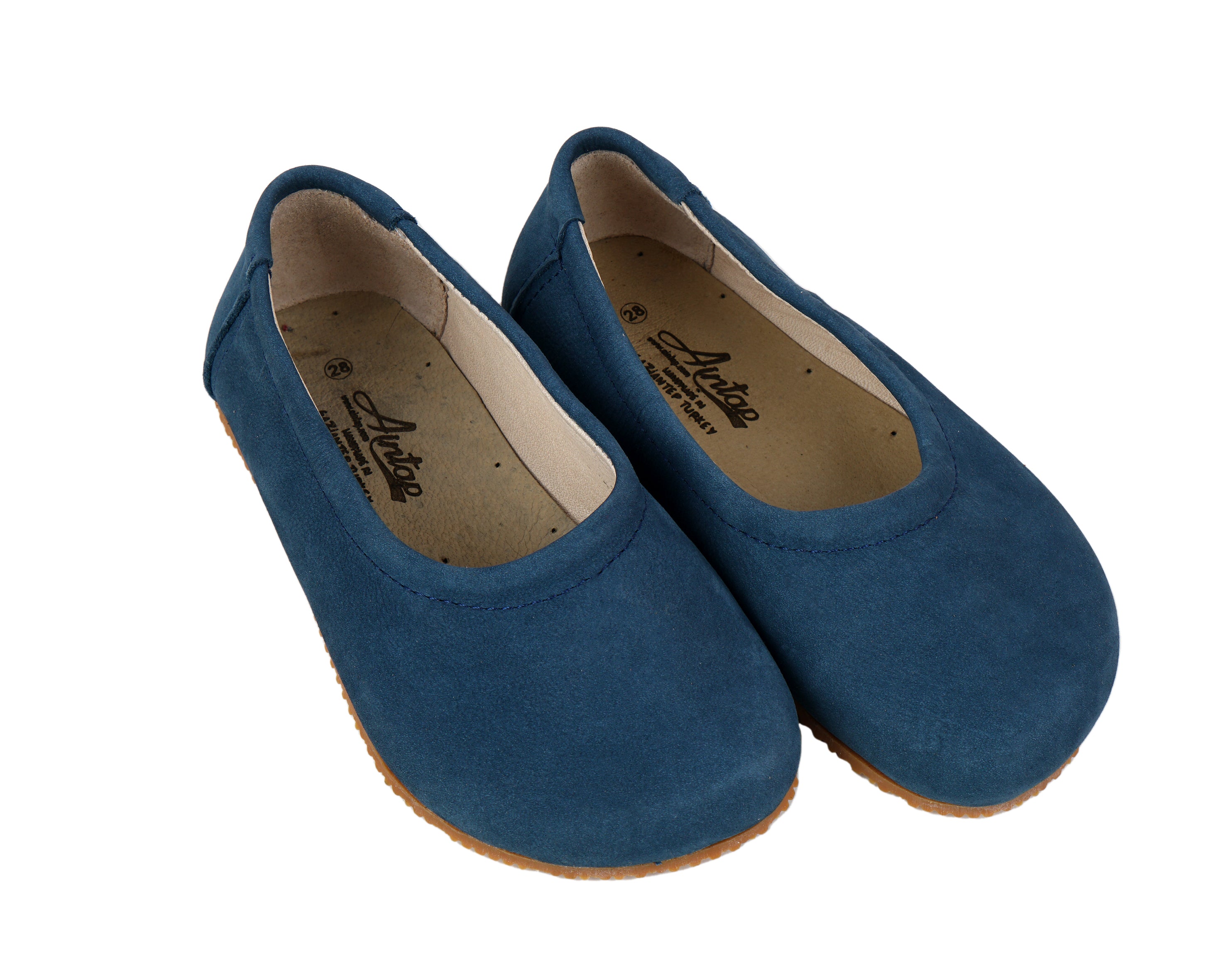 Jeans Kids Flat Ballet Wide Barefoot Shoes Nubuck Leather Handmade Leather & Rubber Sole