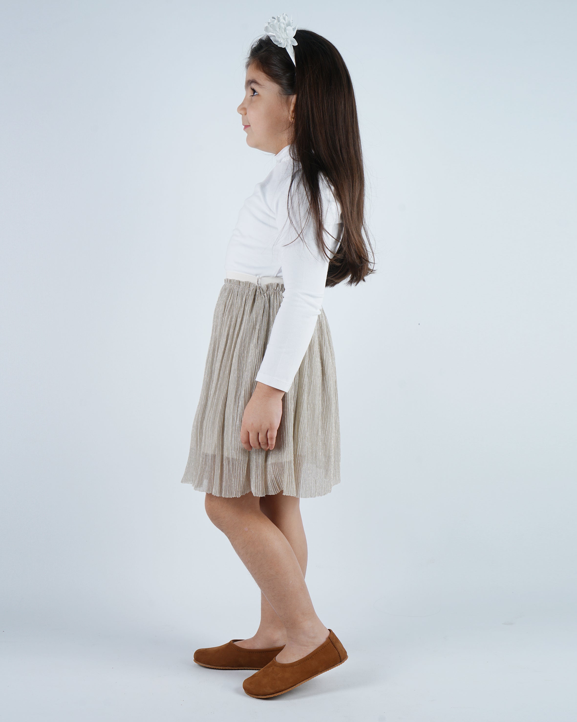 Tan Kids Flat Ballet Wide Barefoot Shoes Nubuck Leather Handmade Leather & Rubber Sole 
