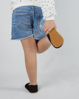 Black Kids Flat Ballet Wide Barefoot Shoes Nubuck Leather Handmade Leather & Rubber Sole 