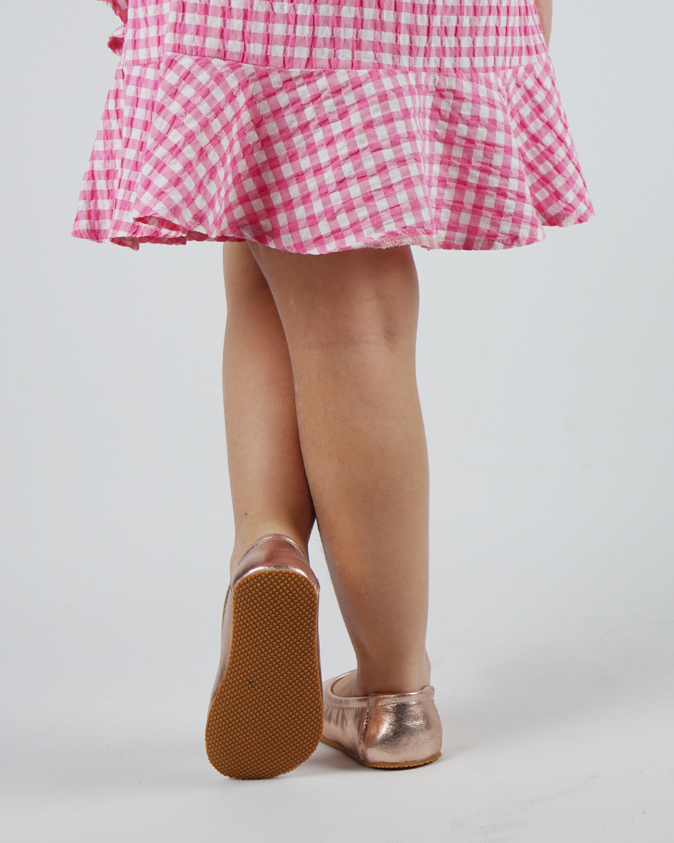 Rose Kids Flat Ballet Wide Barefoot Shoes Smooth Leather Handmade Leather & Rubber Sole 