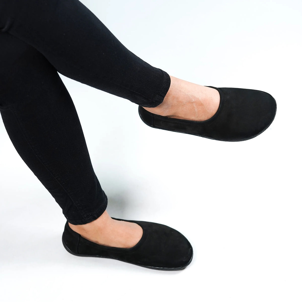 Nubuck Barefoot Ballet Shoes – 6 mm Rubber Sole – Black