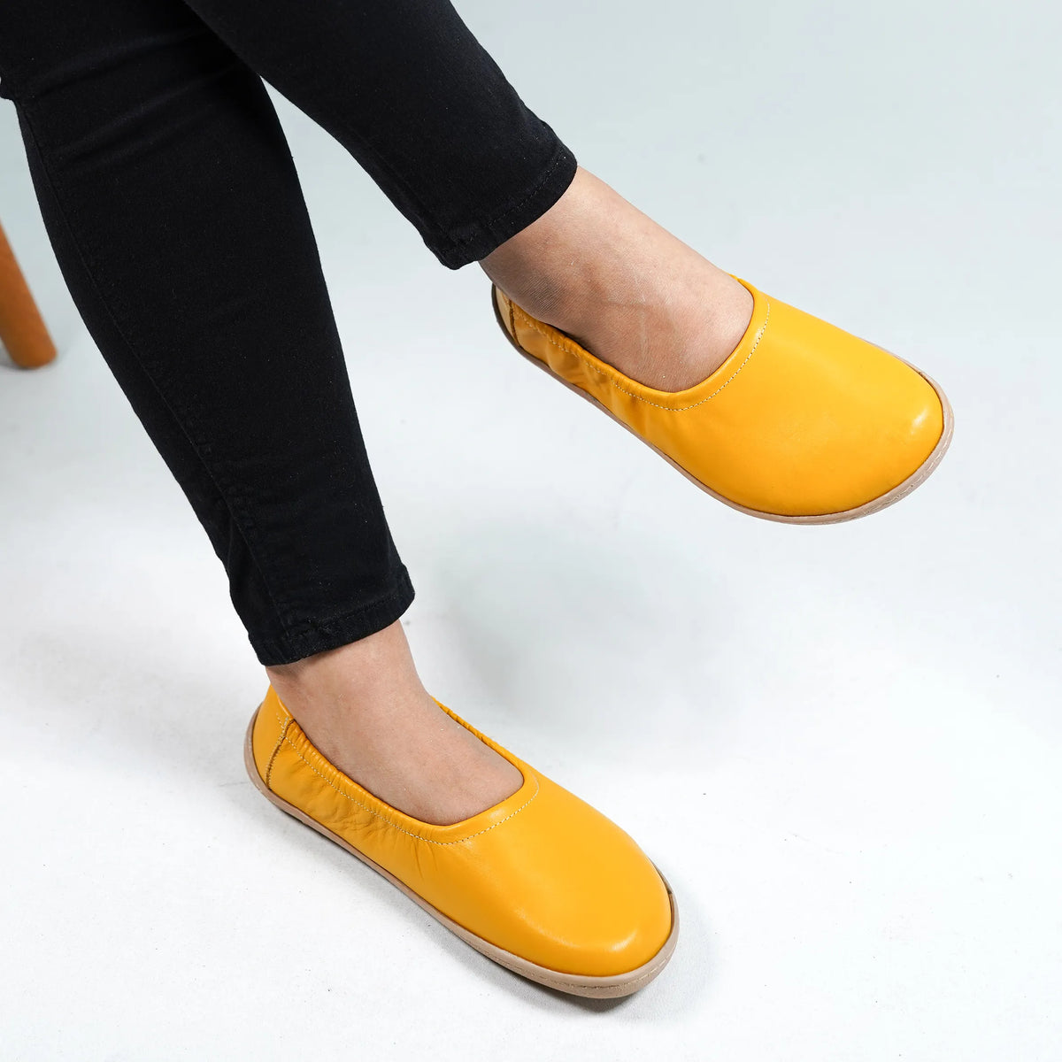 Smooth Barefoot Ballet Shoes –6 mm Rubber Sole – Mustard