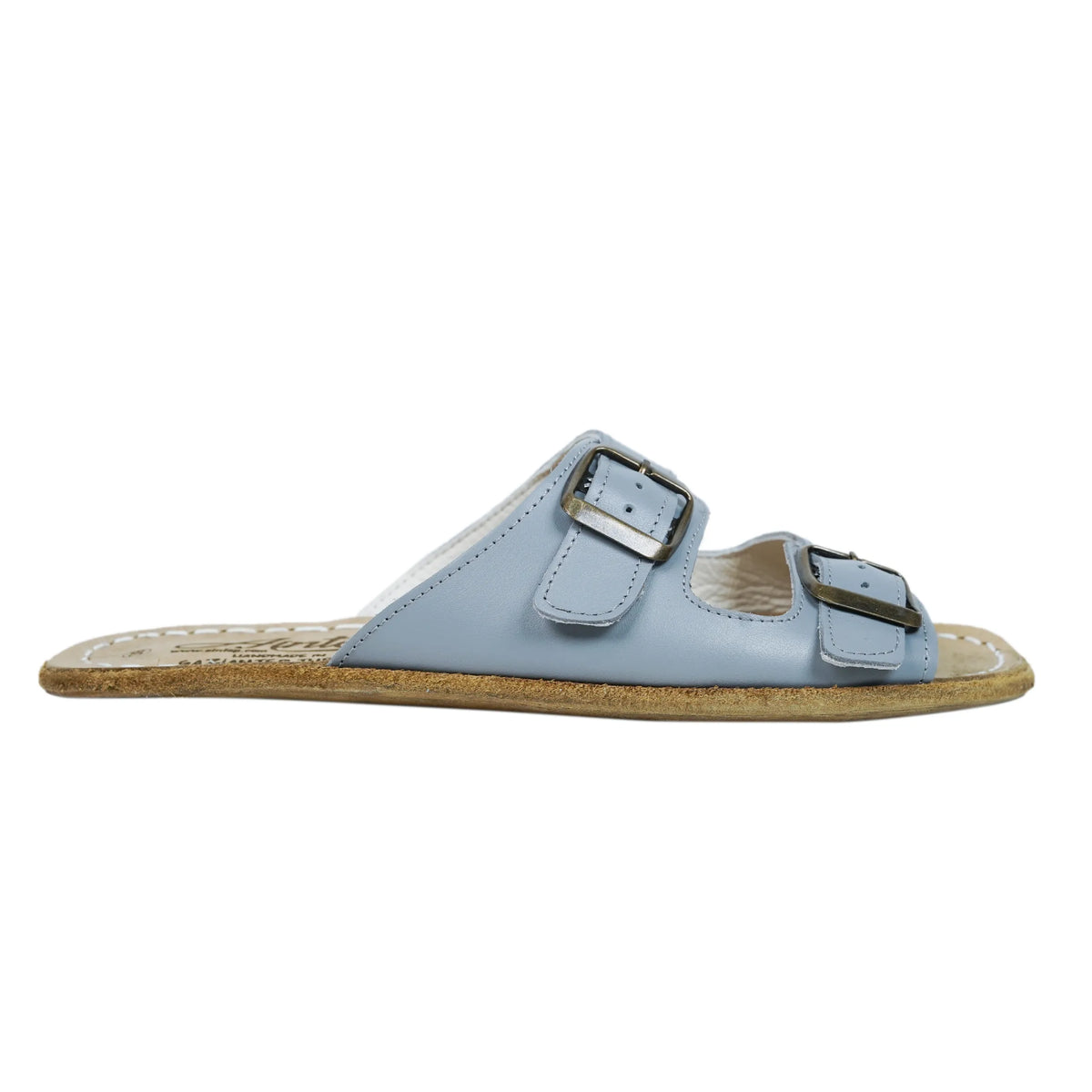 Smooth Barefoot Double Strap Sandals Shoes – Classic Sole — Leather Sole – Gray