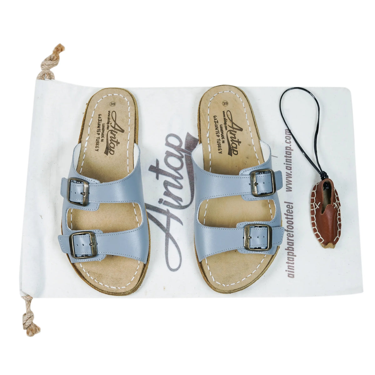 Smooth Barefoot Double Strap Sandals Shoes — Leather Sole – Gray