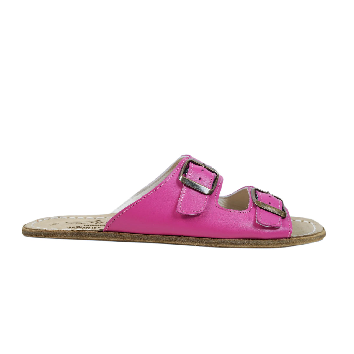 Smooth Barefoot Double Strap Sandals Shoes – Classic Sole — Leather Sole – Fuscia