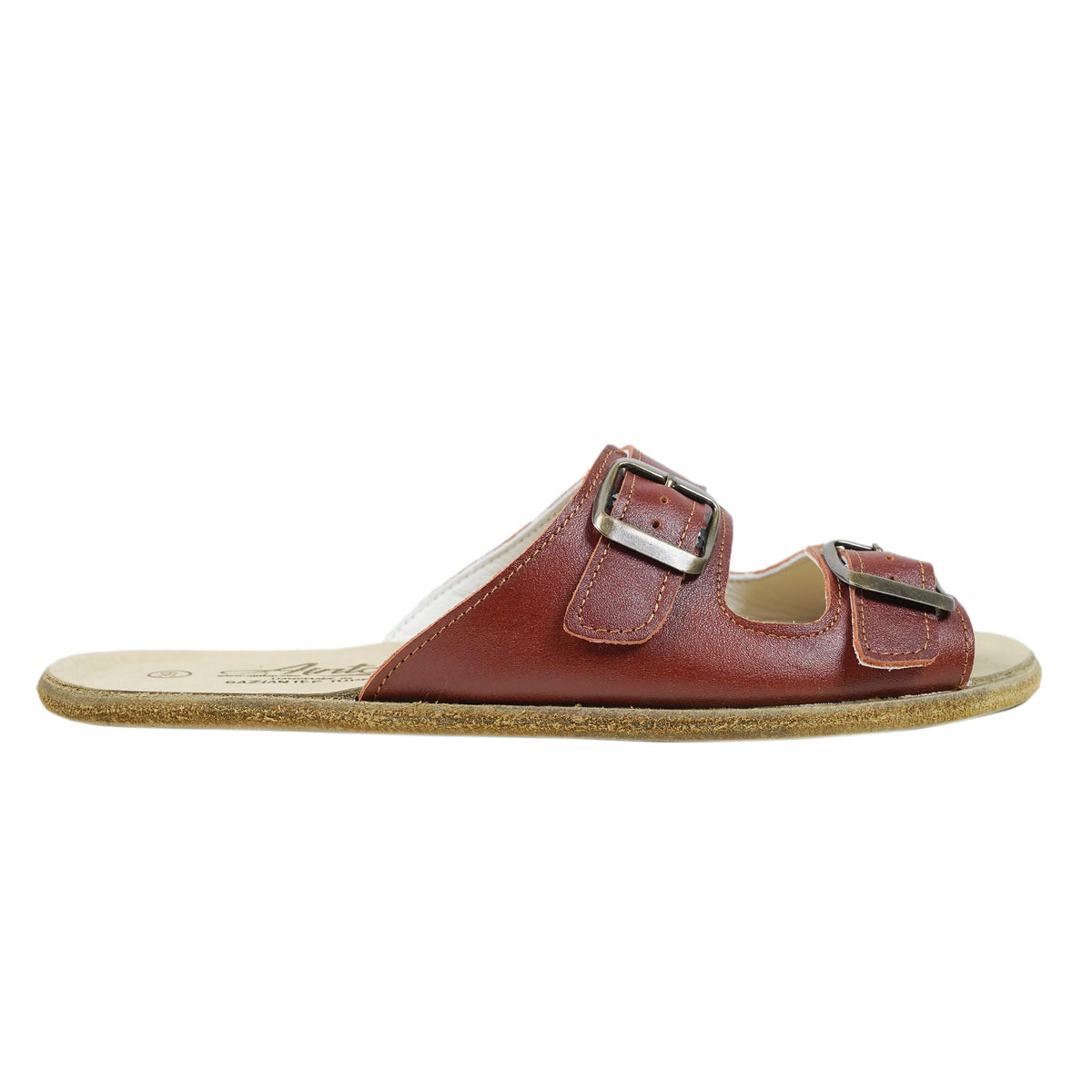 Smooth Barefoot Double Strap Sandals Shoes – Classic Sole — Leather Sole – Brown