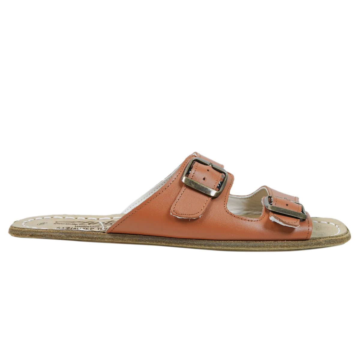 Smooth Barefoot Double Strap Sandals Shoes – Classic Sole — Leather Sole – Tan
