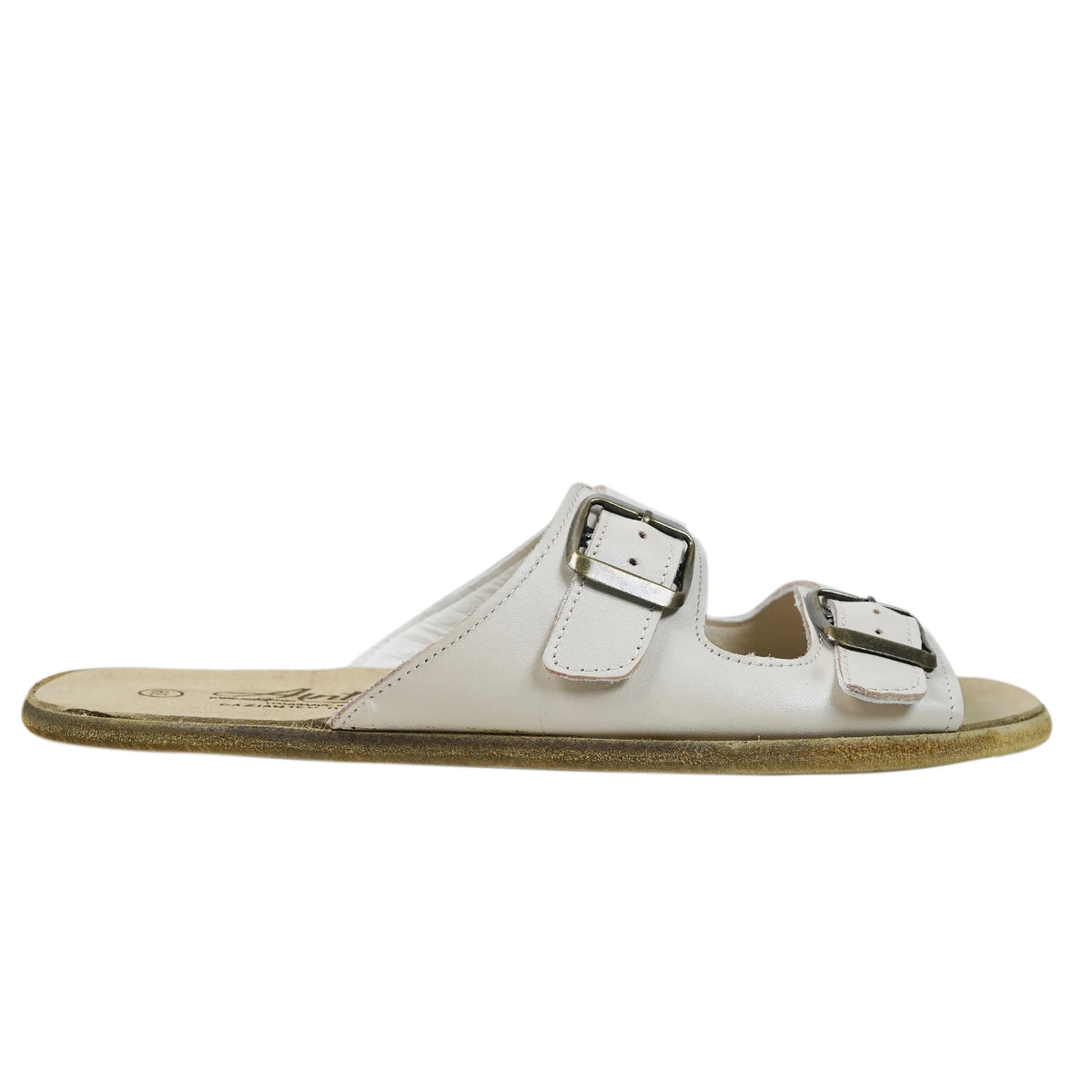 Smooth Barefoot Double Strap Sandals Shoes – Classic Sole — Leather Sole – Cream