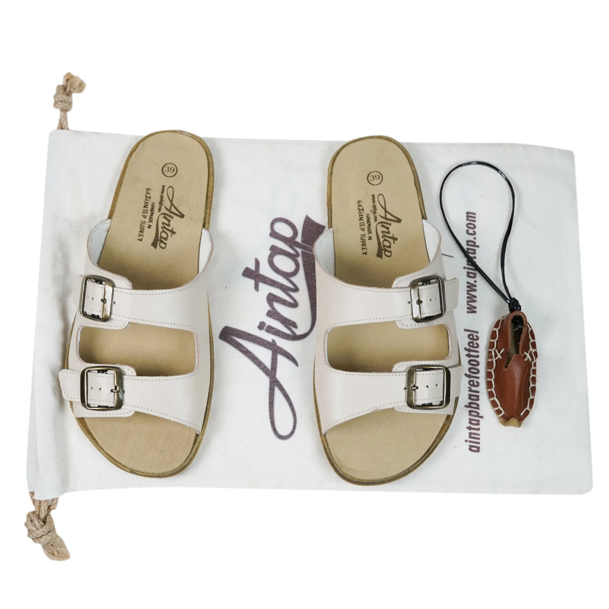 Smooth Barefoot Double Strap Sandals Shoes – Classic Sole — Leather Sole – Cream