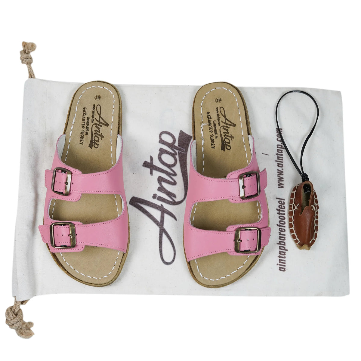 Smooth Barefoot Double Strap Sandals Shoes – Classic Sole — Leather Sole – Pink