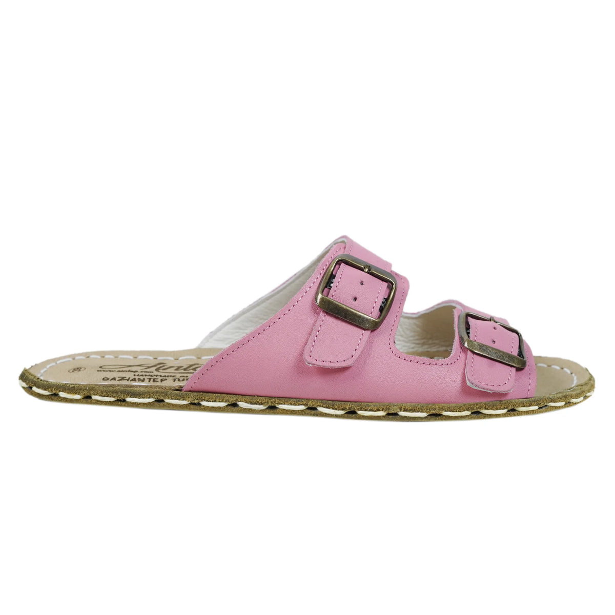 Smooth Barefoot Double Strap Sandals Shoes — Leather Sole – Pink