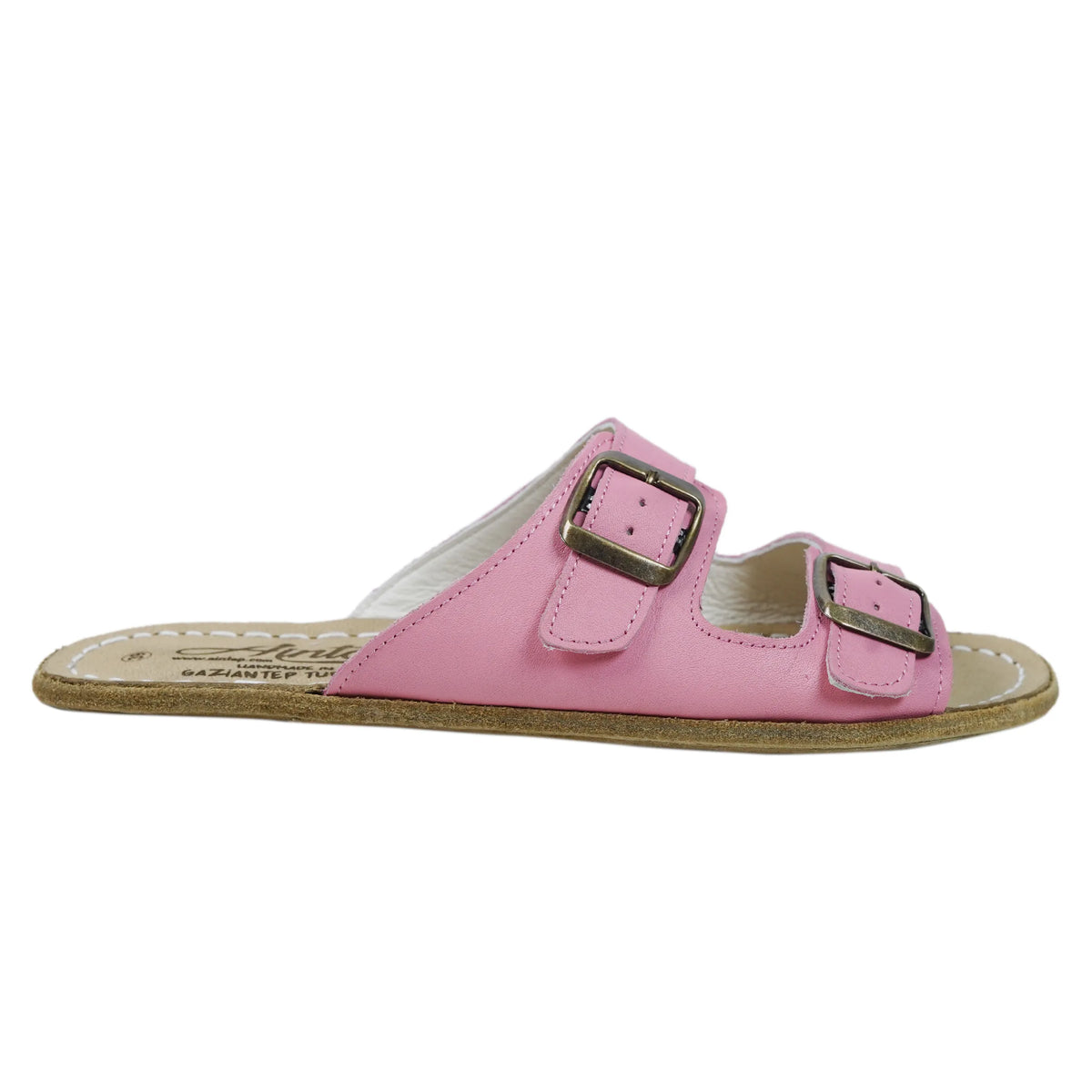 Smooth Barefoot Double Strap Sandals Shoes – Classic Sole — Leather Sole – Pink