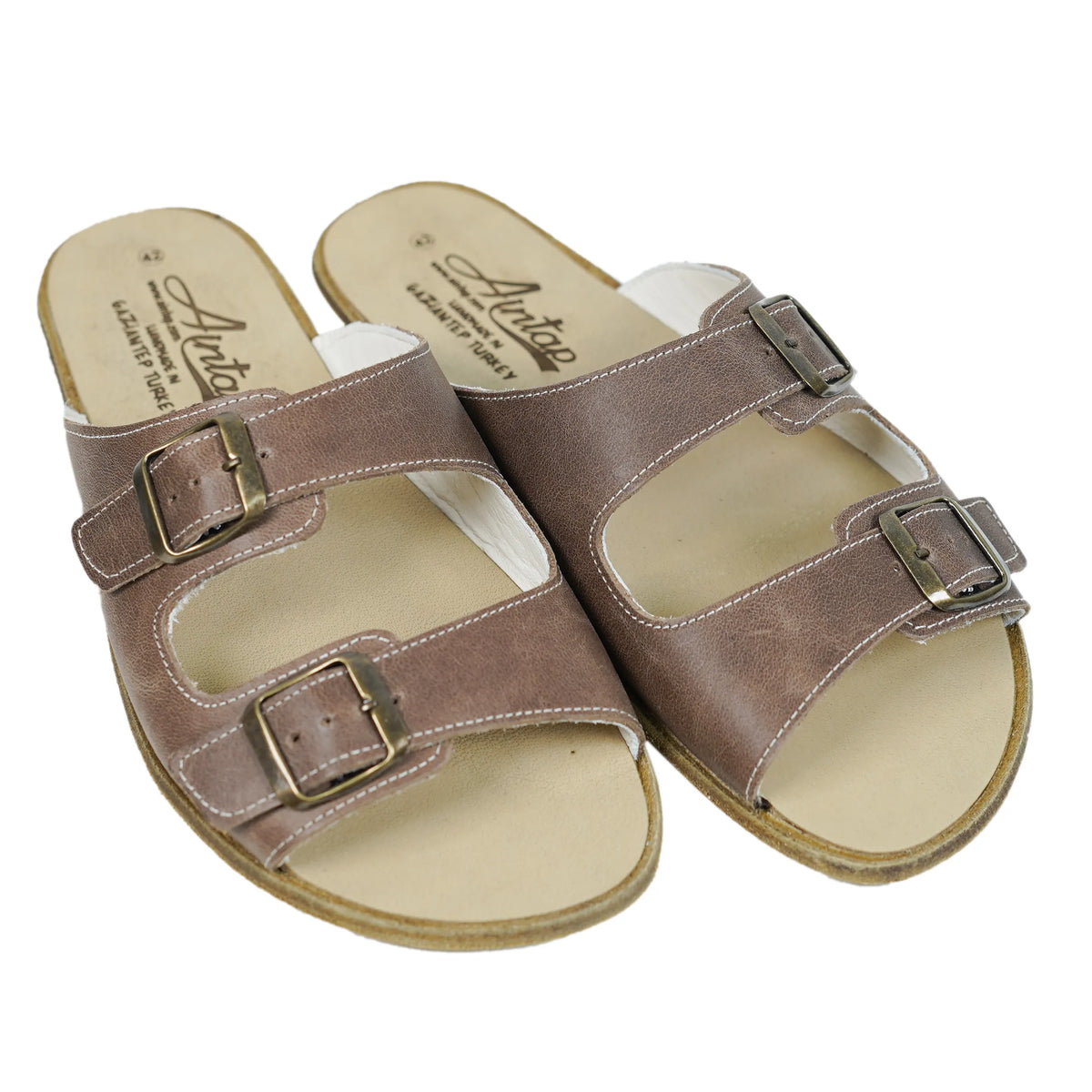 Crazy Barefoot Double Strap Sandals Shoes – Classic Sole — Leather Sole – Beige Bizon
