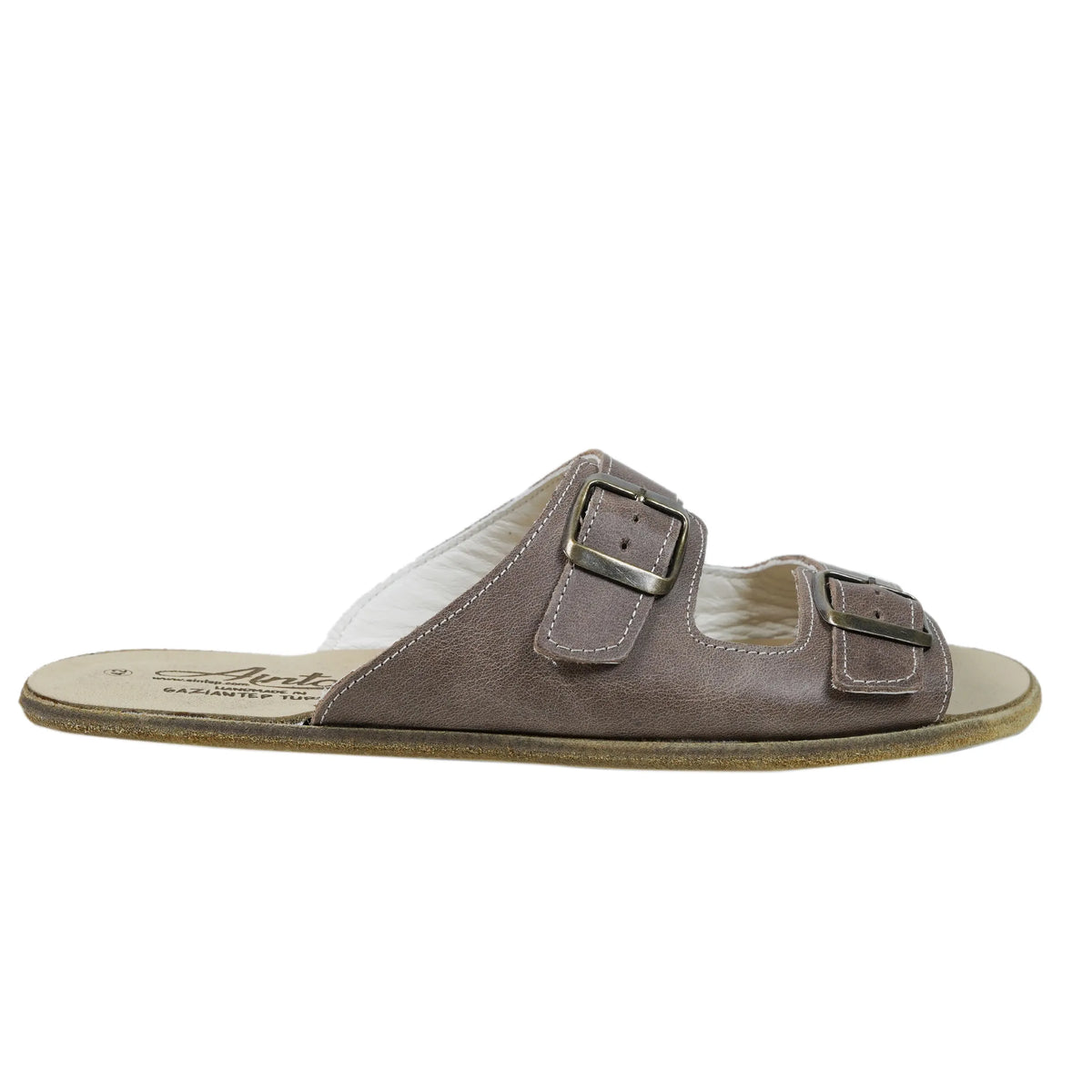 Crazy Barefoot Double Strap Sandals Shoes – Classic Sole — Leather Sole – Beige Bizon