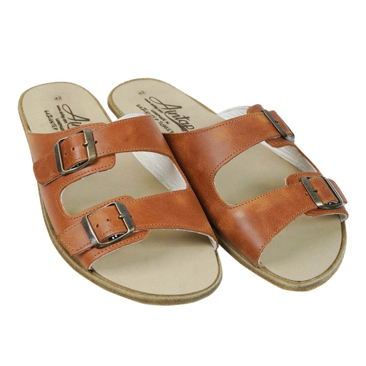 Crazy Barefoot Double Strap Sandals Shoes – Classic Sole — Leather Sole – Honey Camel