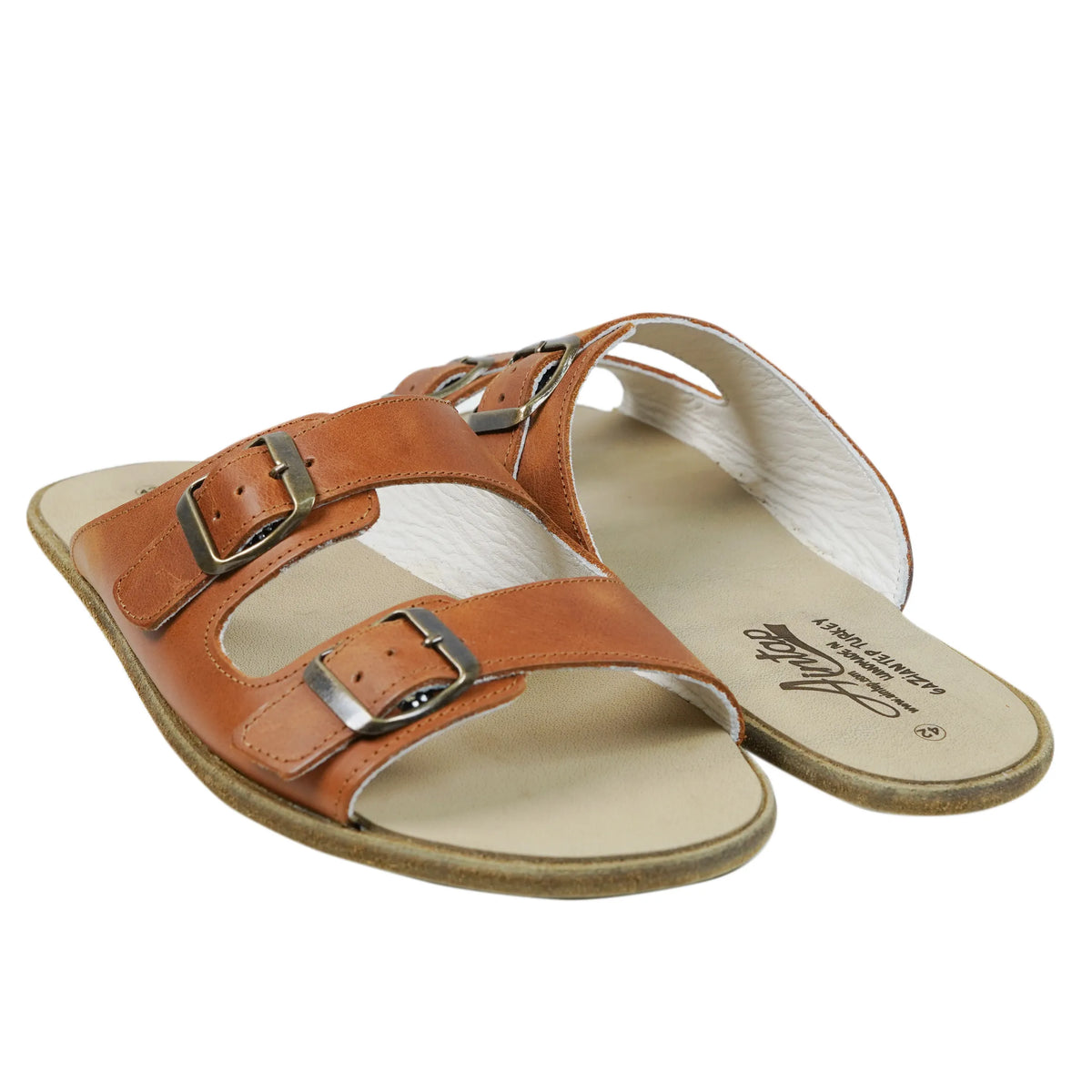 Crazy Barefoot Double Strap Sandals Shoes – Classic Sole — Leather Sole – Honey Camel