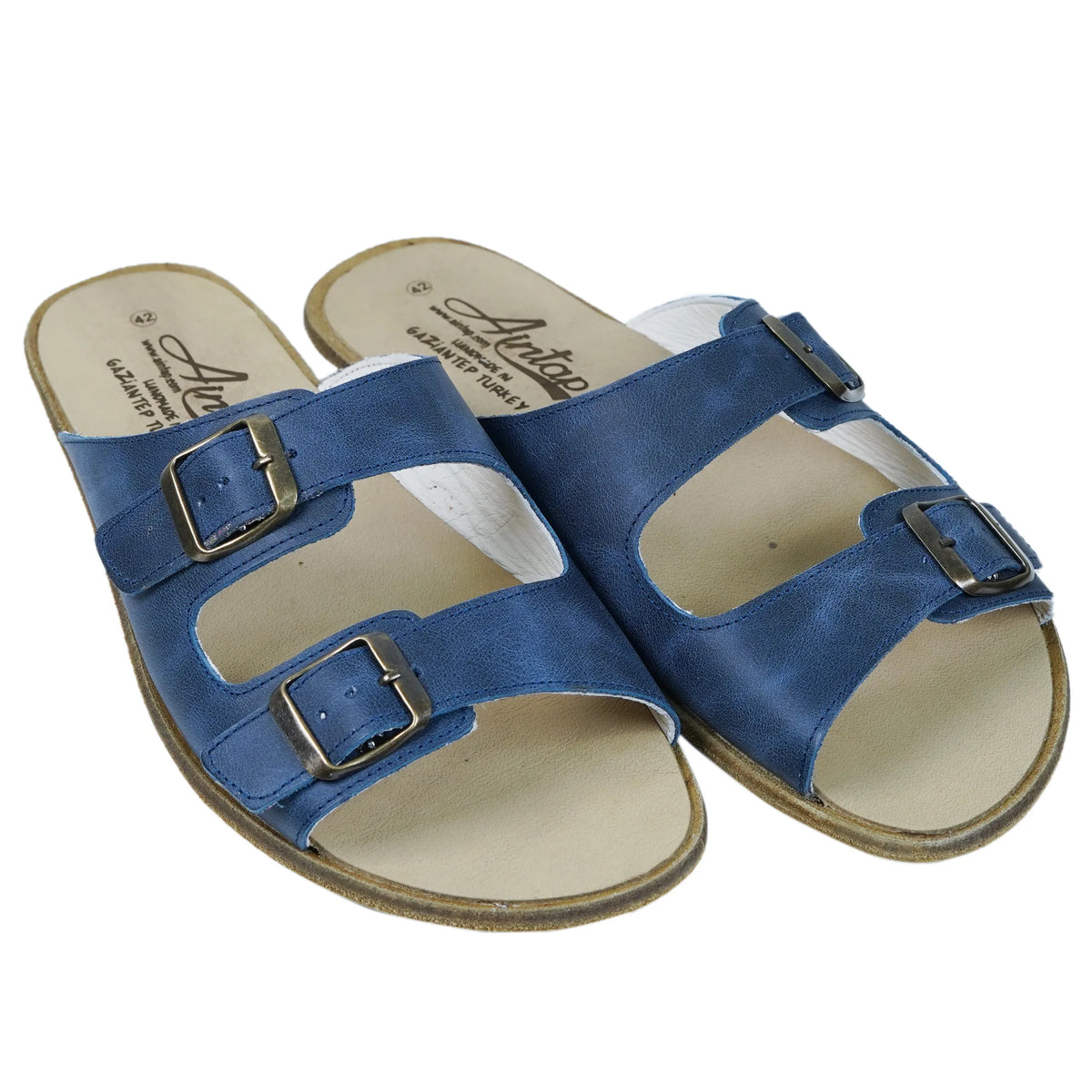 Crazy Barefoot Double Strap Sandals Shoes – Classic Sole — Leather Sole – Navy Blue