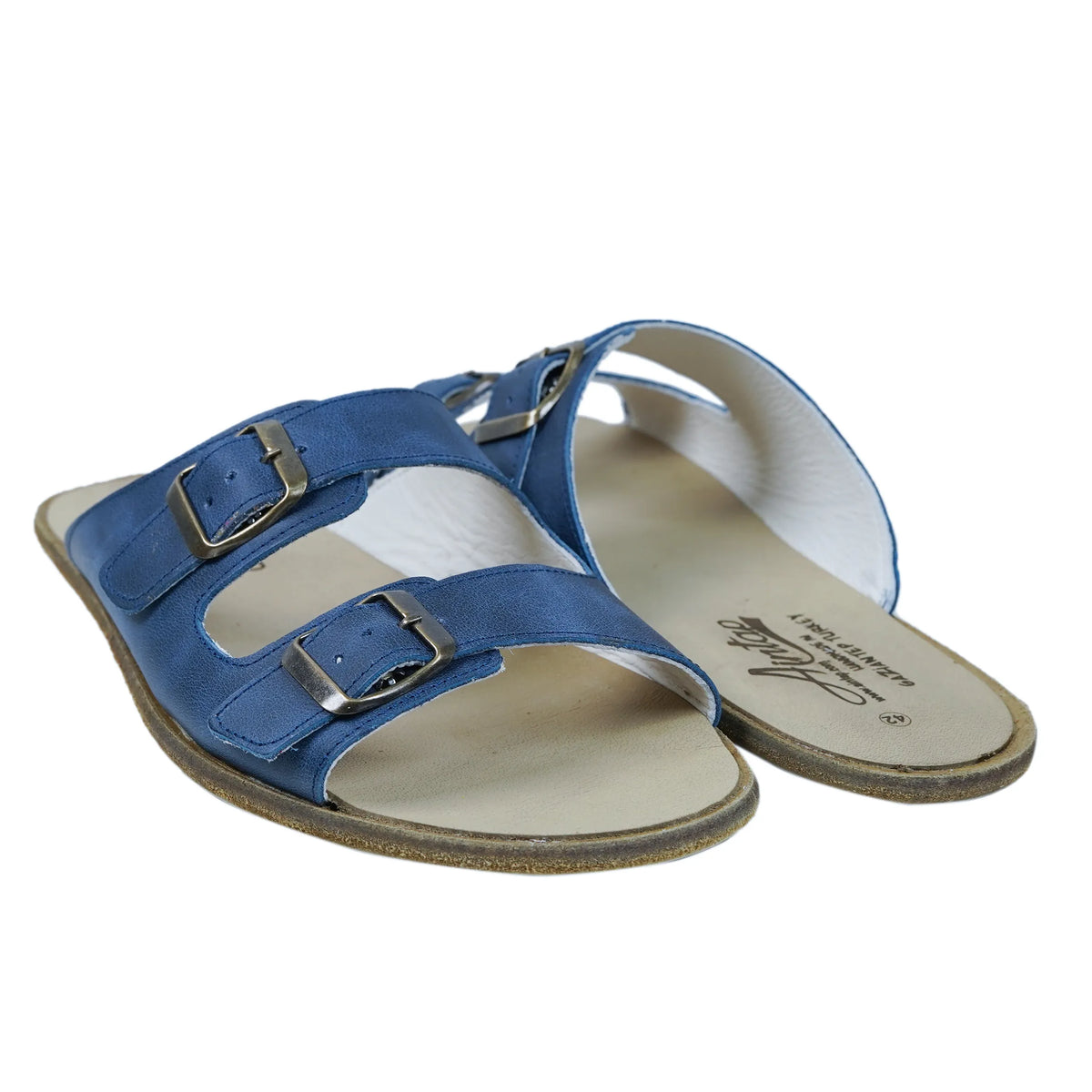 Crazy Barefoot Double Strap Sandals Shoes – Classic Sole — Leather Sole – Navy Blue