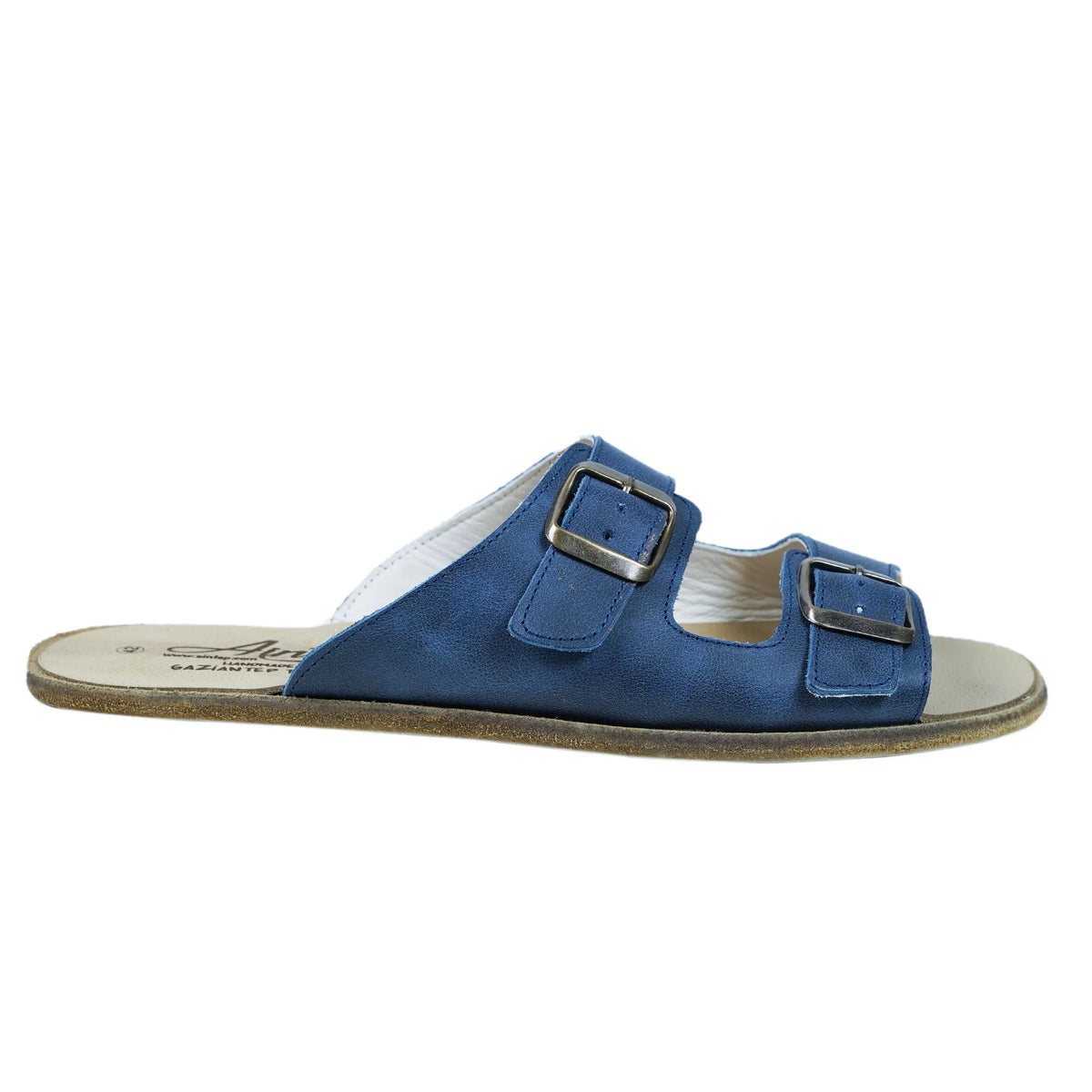 Crazy Barefoot Double Strap Sandals Shoes – Classic Sole — Leather Sole – Navy Blue