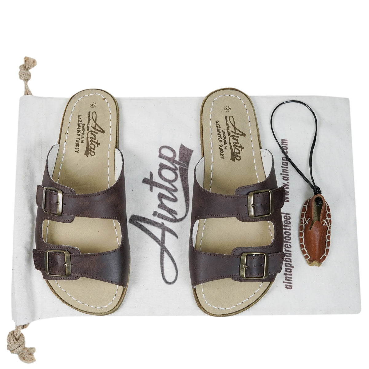 Crazy Barefoot Double Strap Sandals Shoes — Leather Sole – Dark Brown