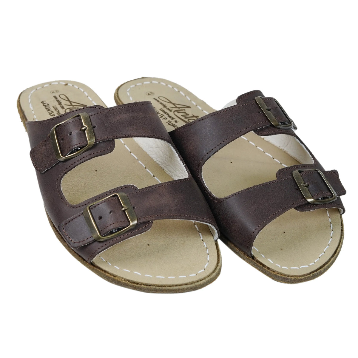 Crazy Barefoot Double Strap Sandals Shoes – Classic Sole — Leather Sole – Dark Brown