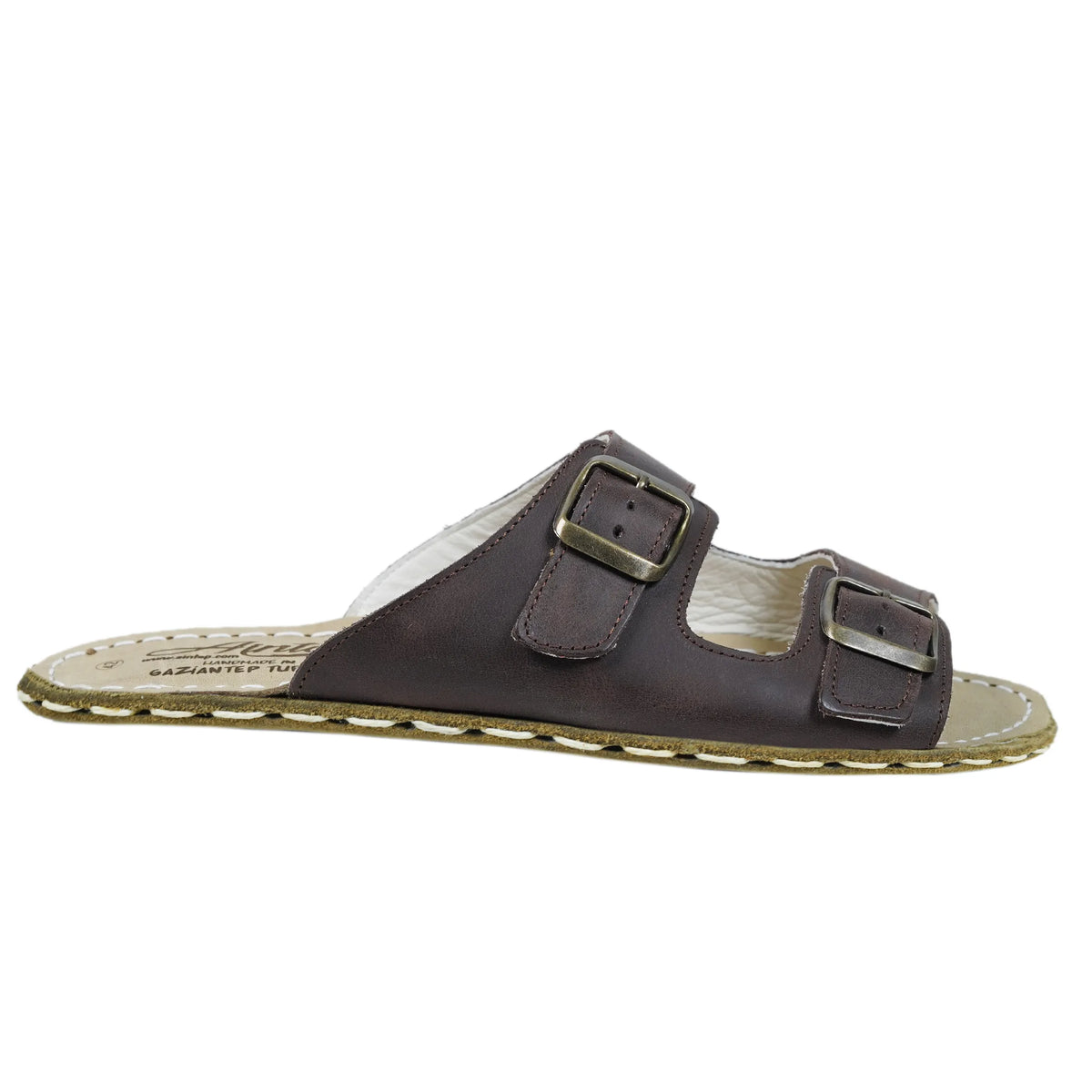 Crazy Barefoot Double Strap Sandals Shoes — Leather Sole – Dark Brown
