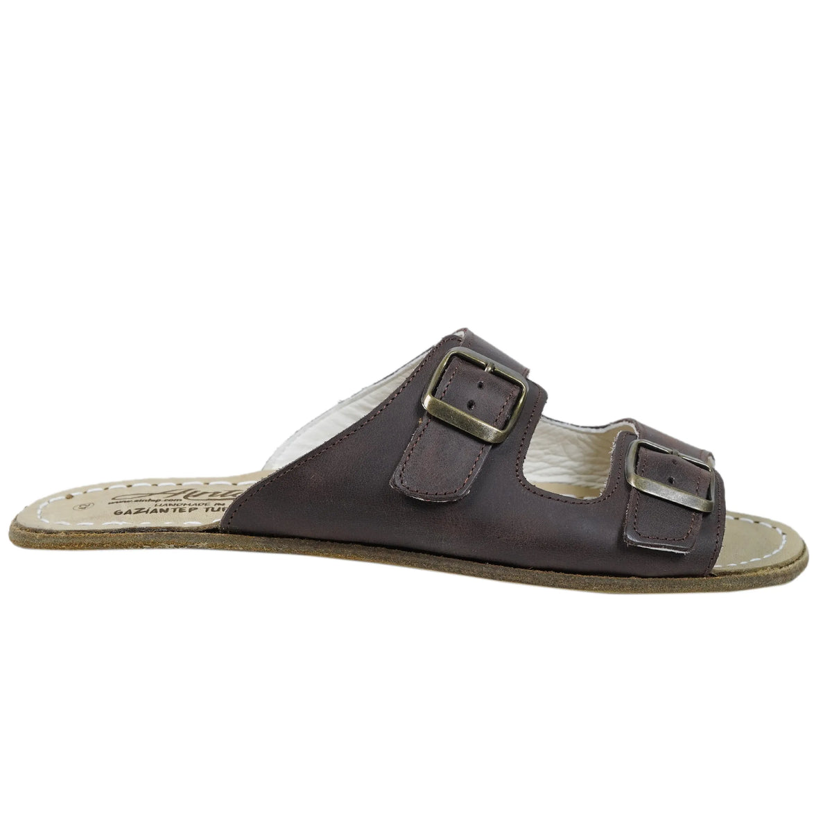 Crazy Barefoot Double Strap Sandals Shoes – Classic Sole — Leather Sole – Dark Brown