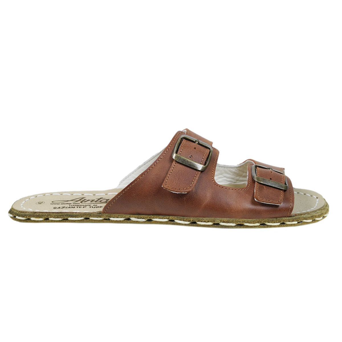 Crazy Barefoot Double Strap Sandals Shoes — Leather Sole – Brown