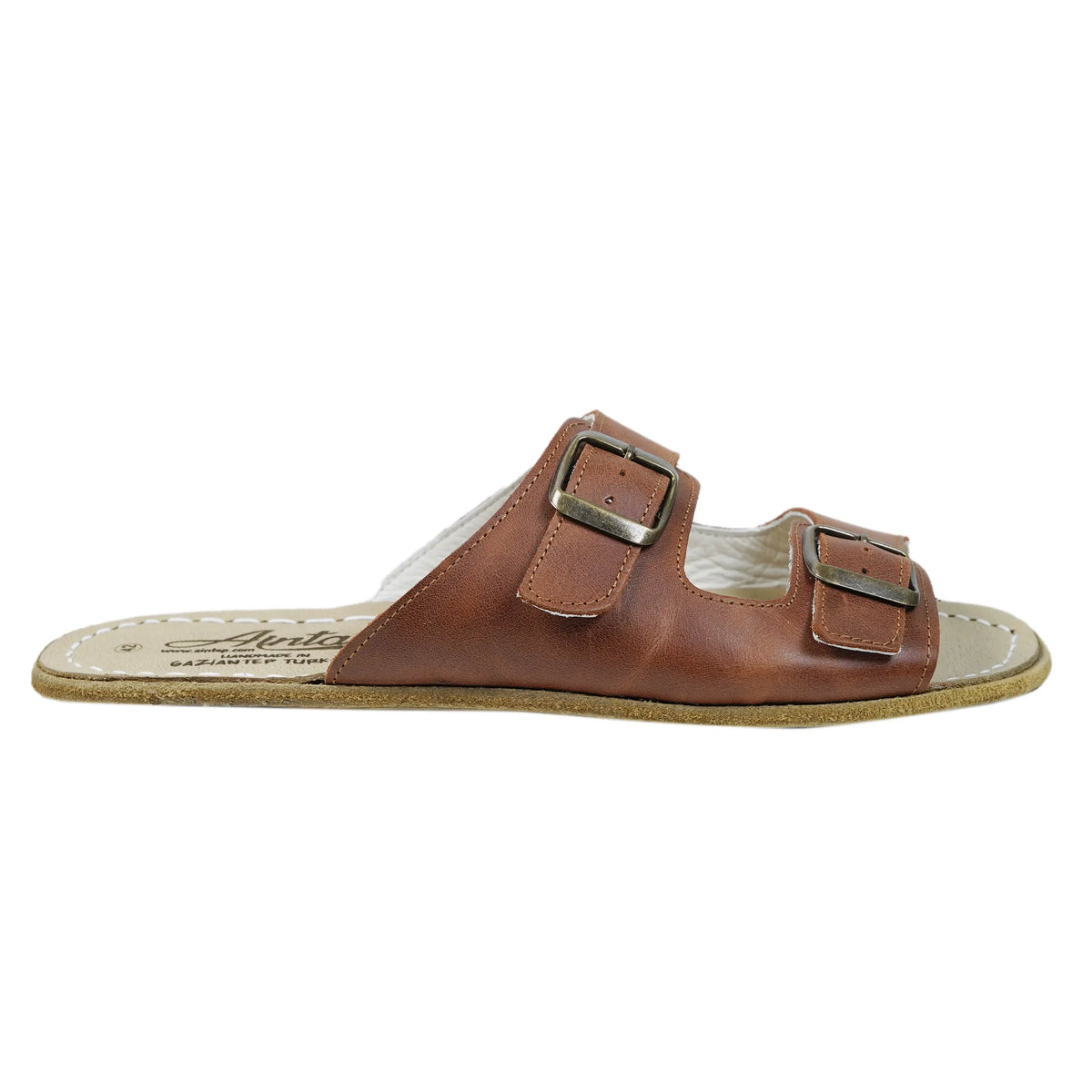 Crazy Barefoot Double Strap Sandals Shoes – Classic Sole — Leather Sole – Brown