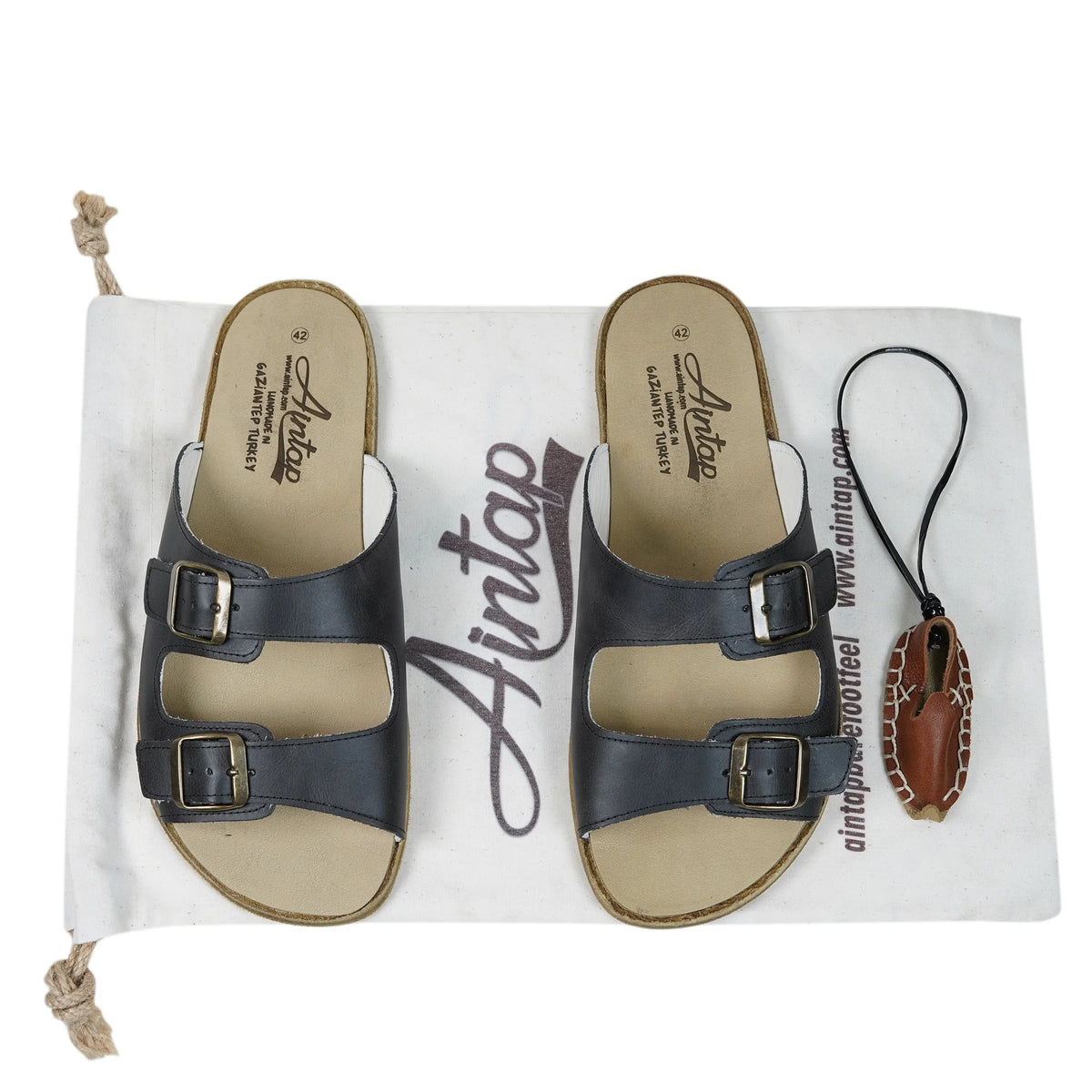 Crazy Barefoot Double Strap Sandals Shoes – Classic Sole — Leather Sole – Black