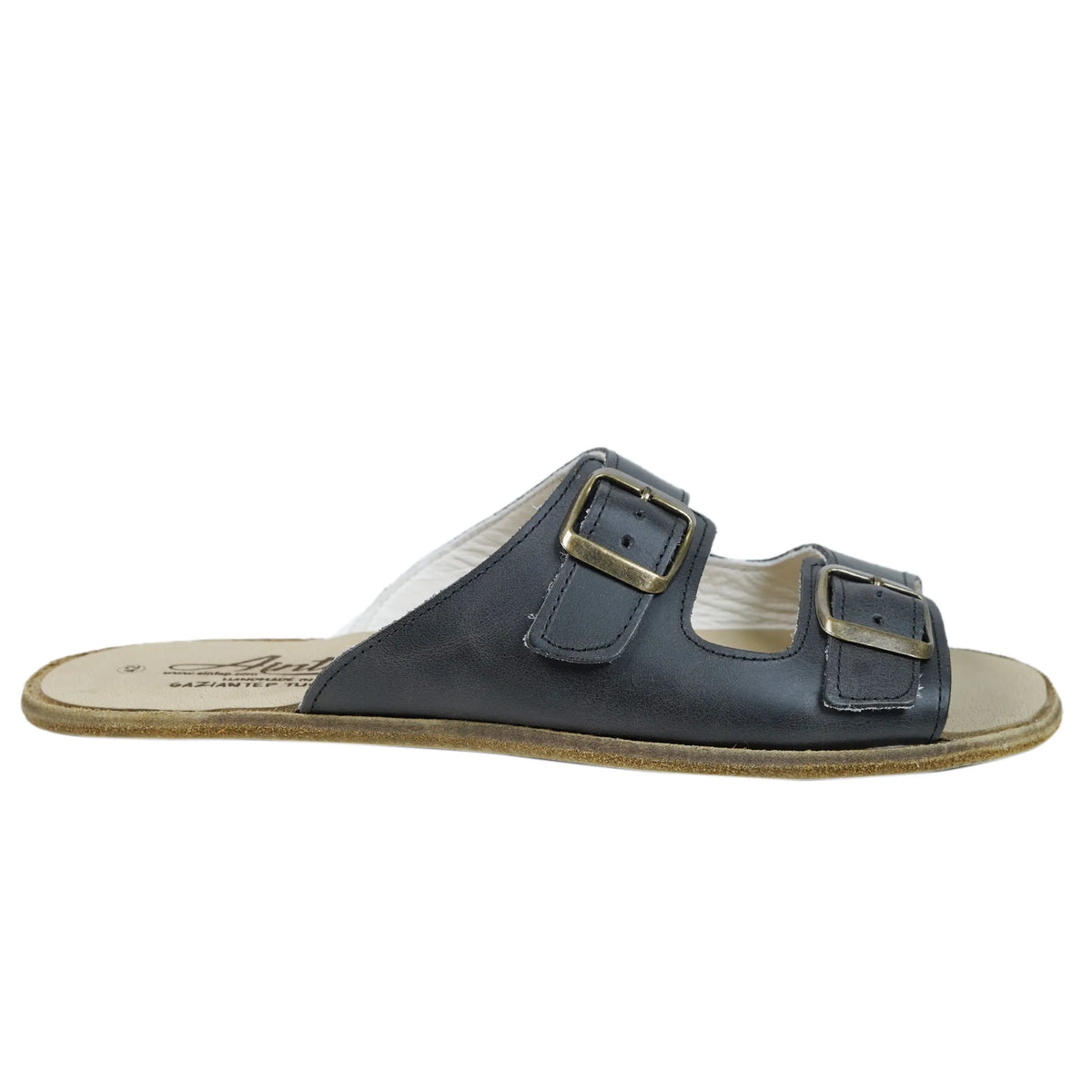 Crazy Barefoot Double Strap Sandals Shoes – Classic Sole — Leather Sole – Black