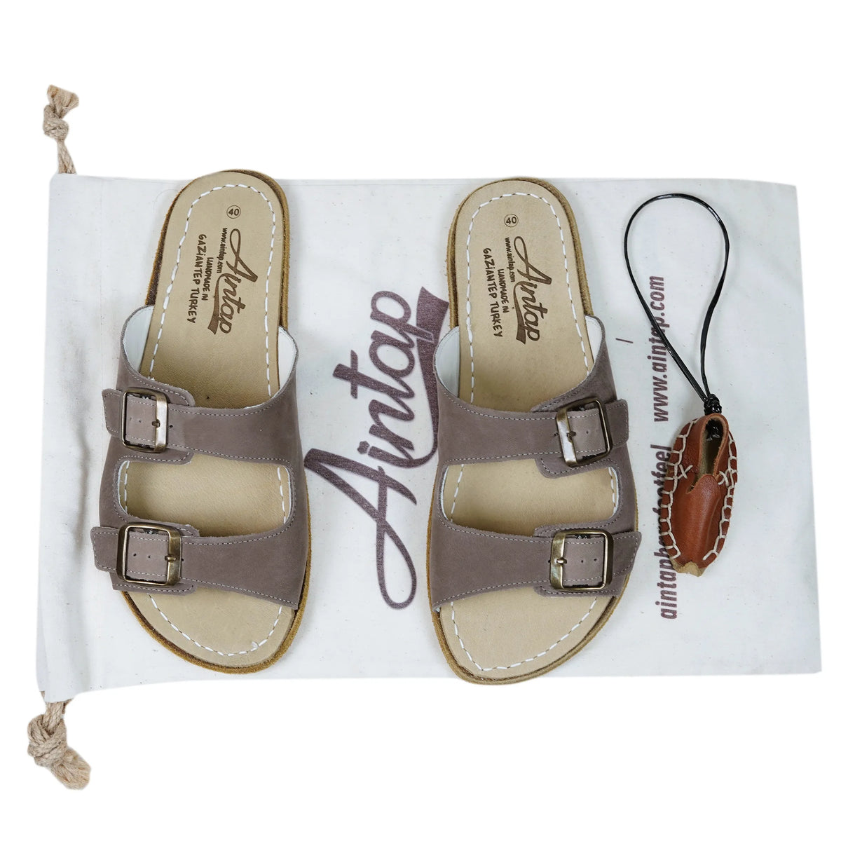Nubuck Barefoot Double Strap Sandals Shoes — Leather Sole – Smoked