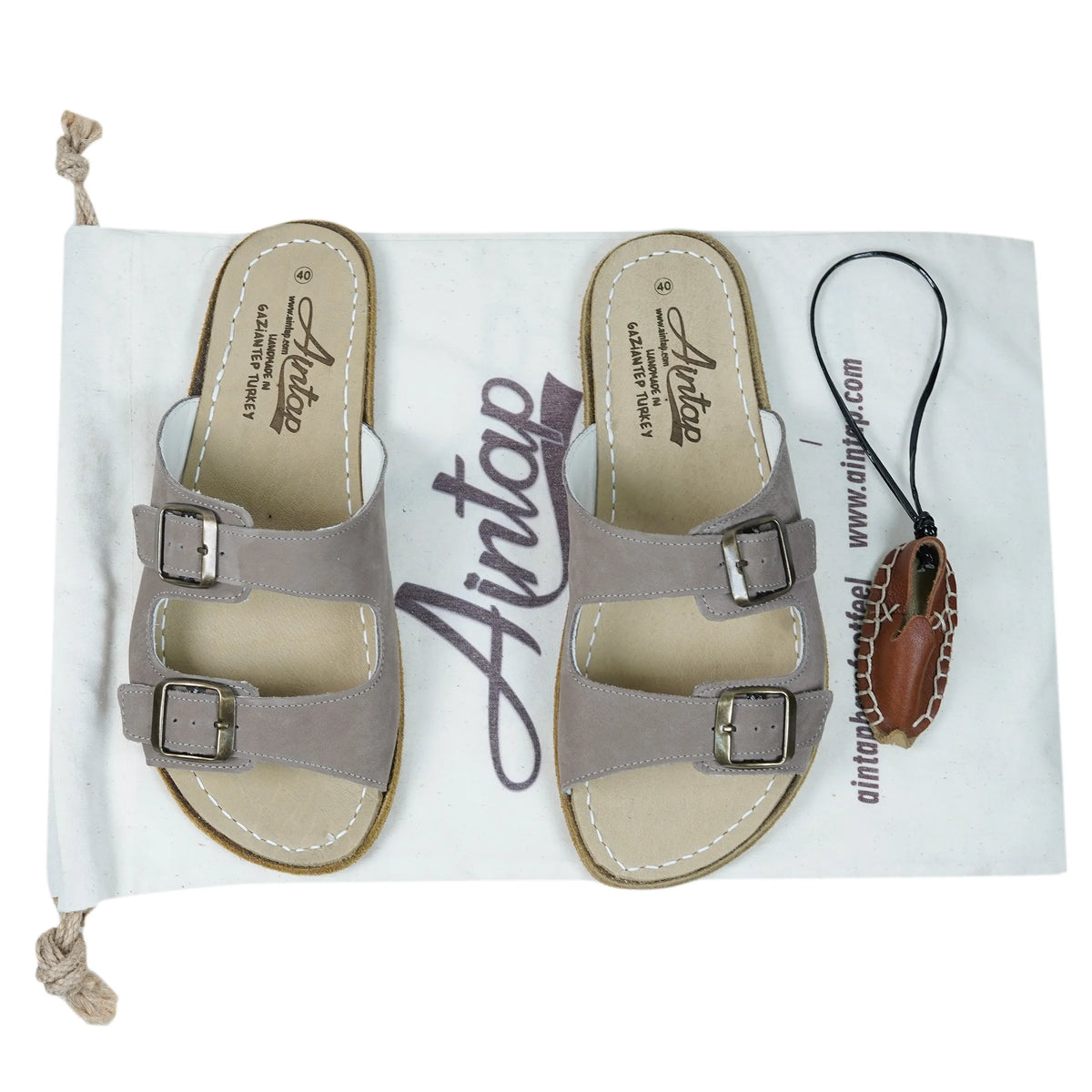 Nubuck Barefoot Double Strap Sandal Shoes – Classic Sole — Leather Sole – Smoked