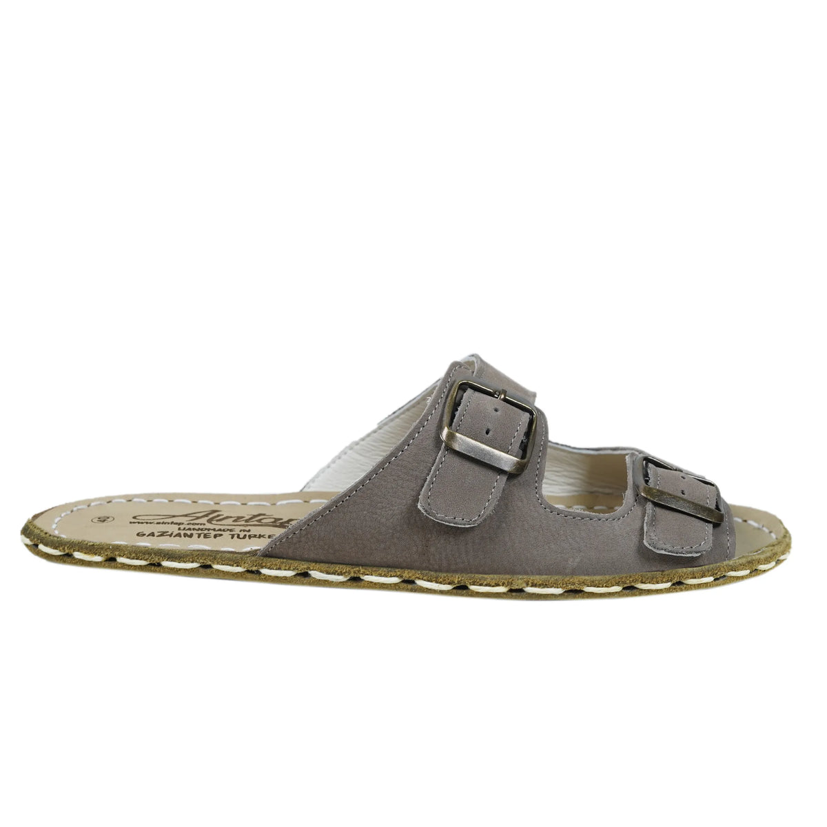 Nubuck Barefoot Double Strap Sandals Shoes — Leather Sole – Smoked